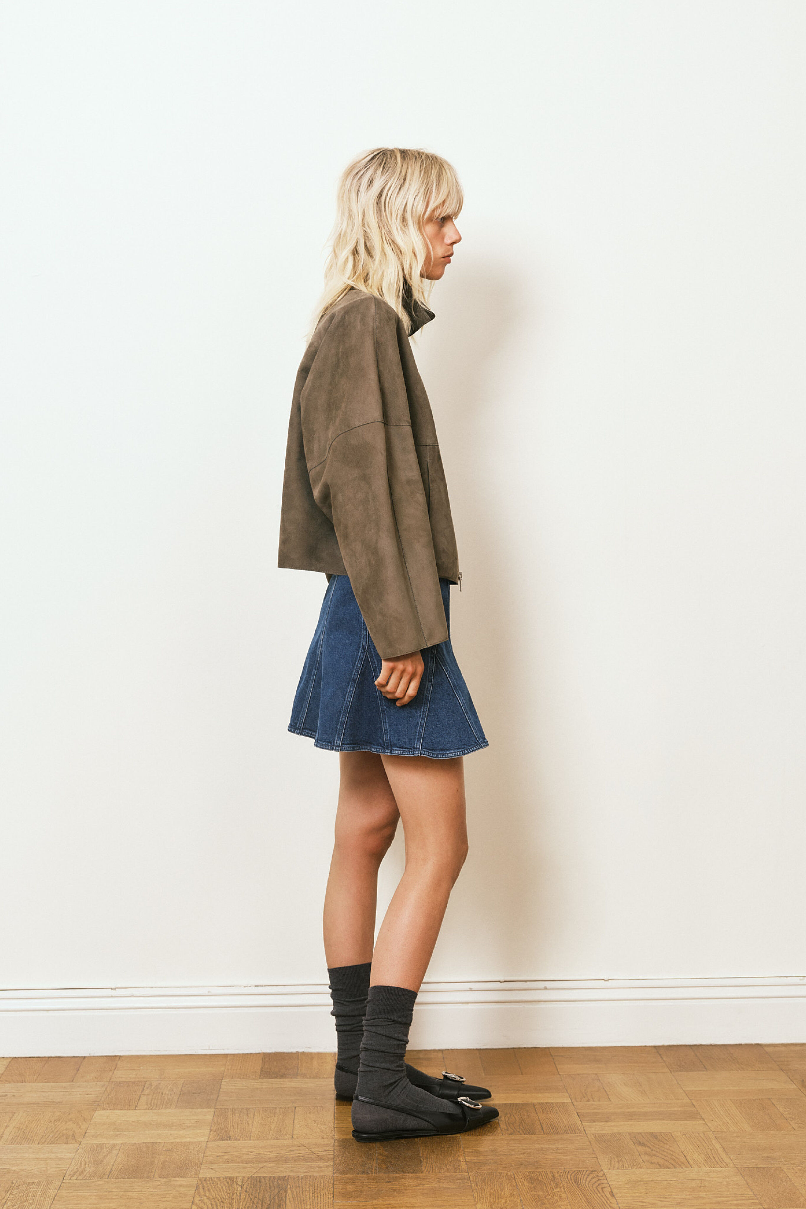 Suede Coach Jacket - Olive Green | FILIPPA K