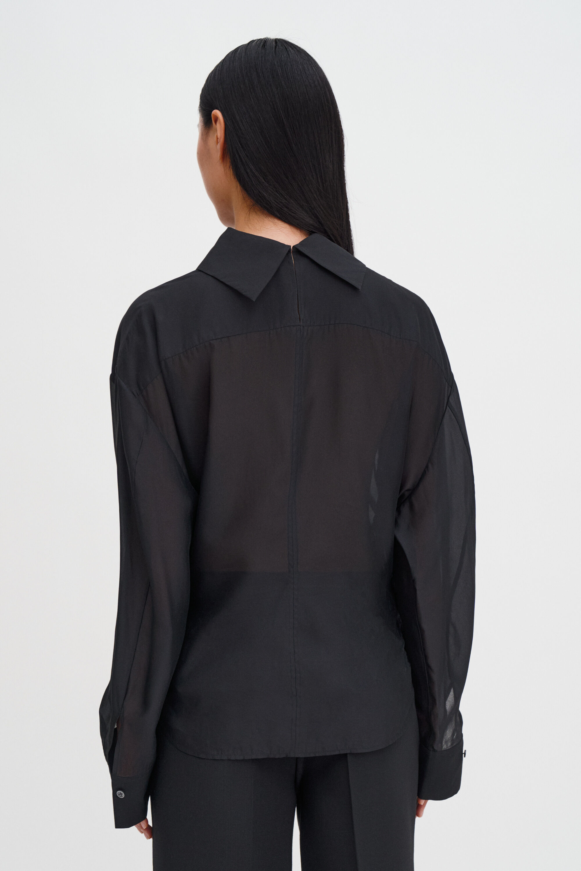 Fold Collar Blouse - Black | FILIPPA K