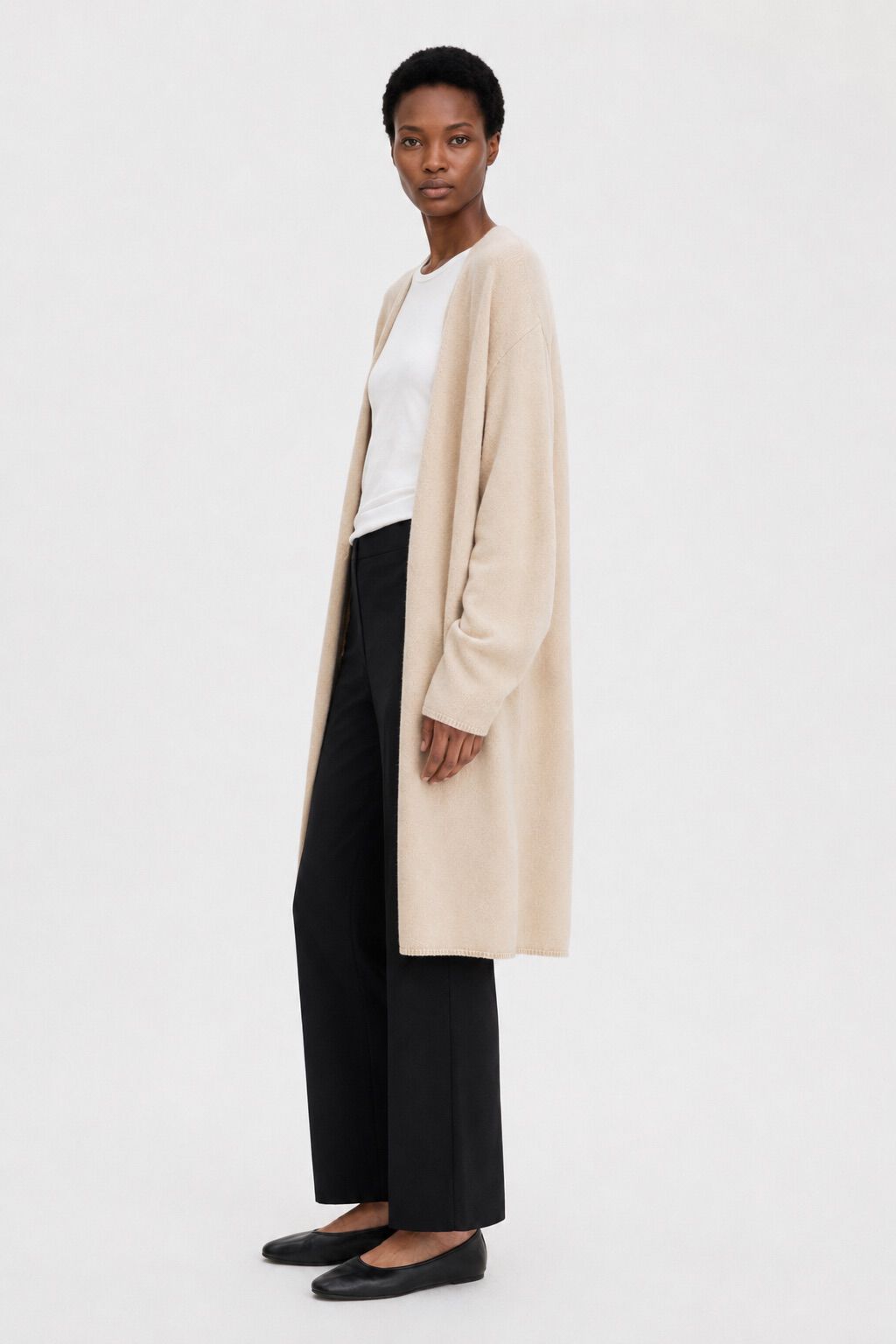 Wool Cashmere Long Cardigan - Pearl Beige | FILIPPA K