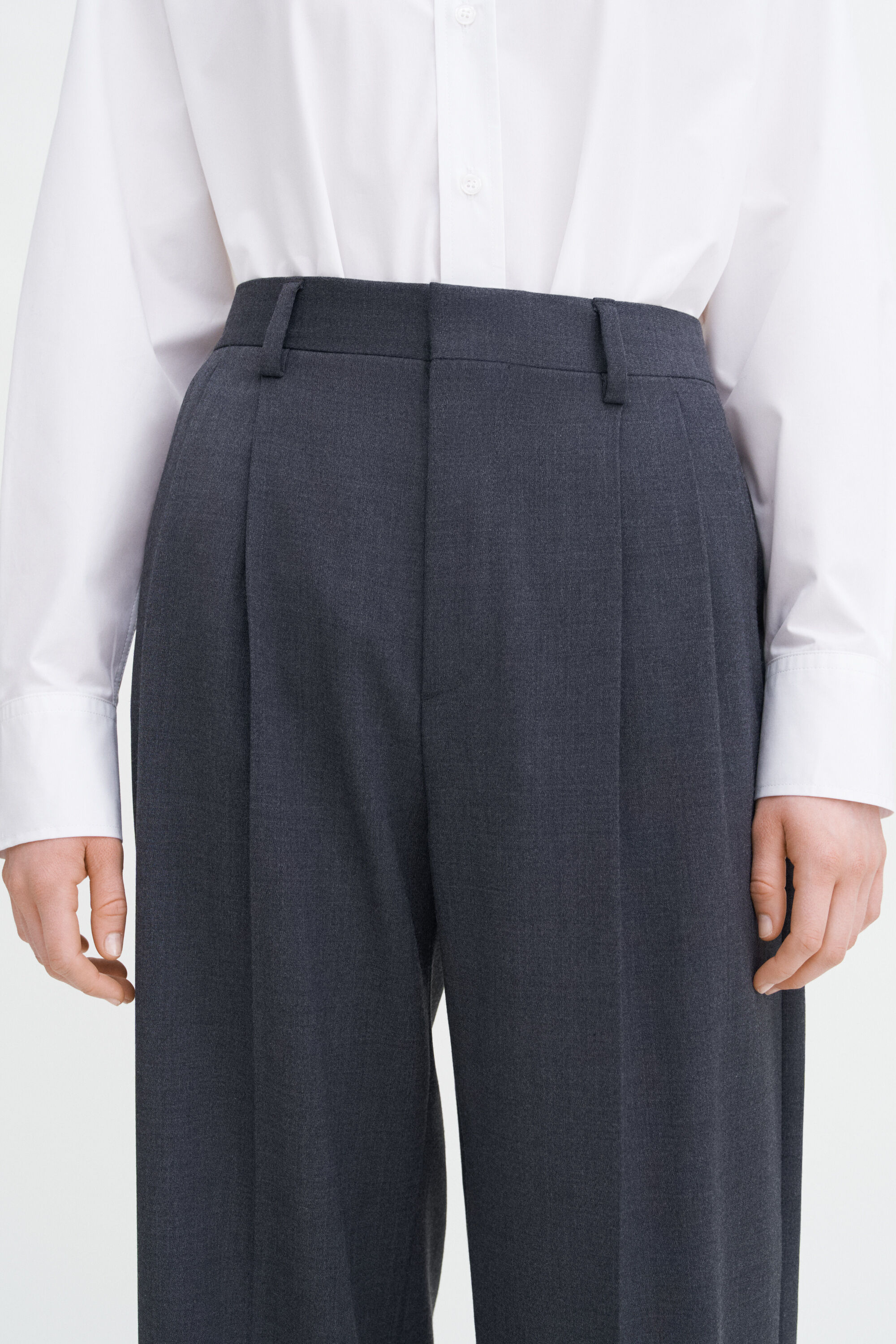 Darcey Wool Trousers - Dk. Grey Mel. | Filippa K Darcey Wool Trousers - Dk. Grey Mel. | Filippa K