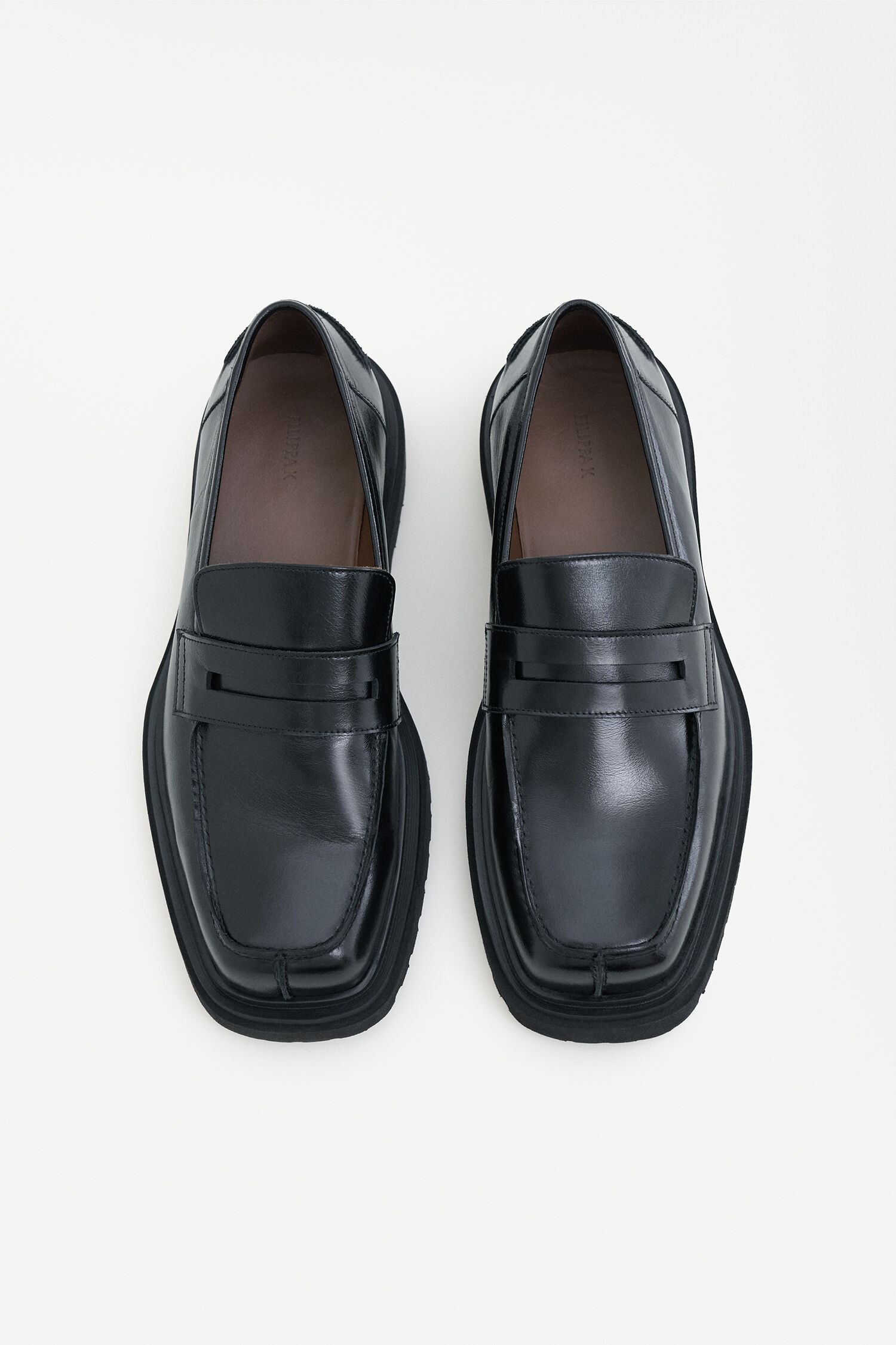 Black leather penny loafers discount