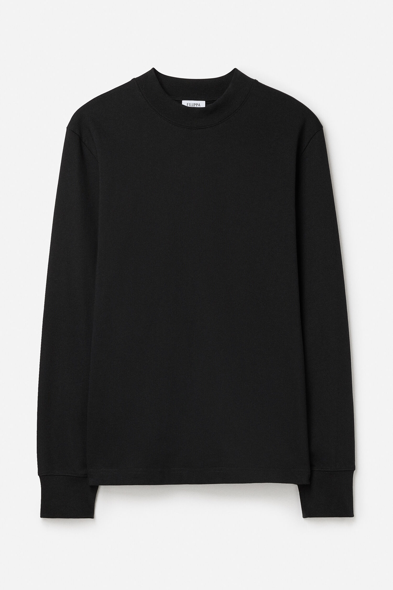 Heavy Cotton Mock Neck Shirt - Black | FILIPPA K