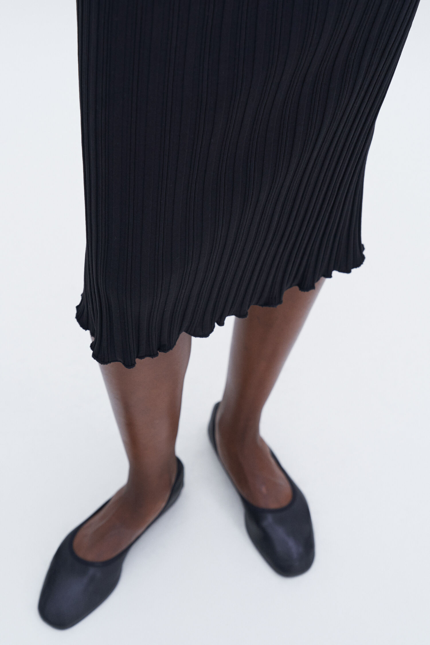 Cotton Rib Slip Skirt