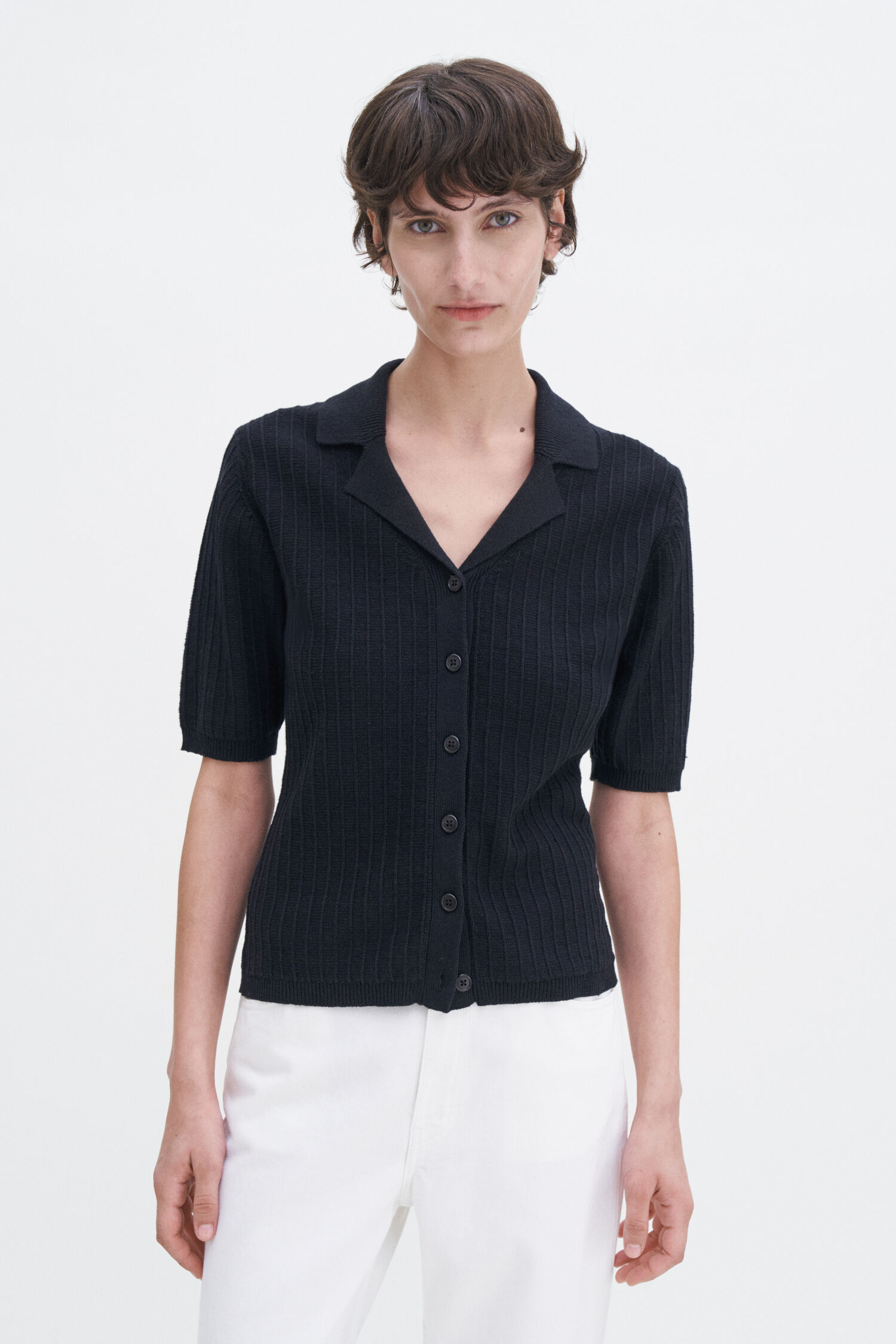 Shortsleeve Collar Cardigan