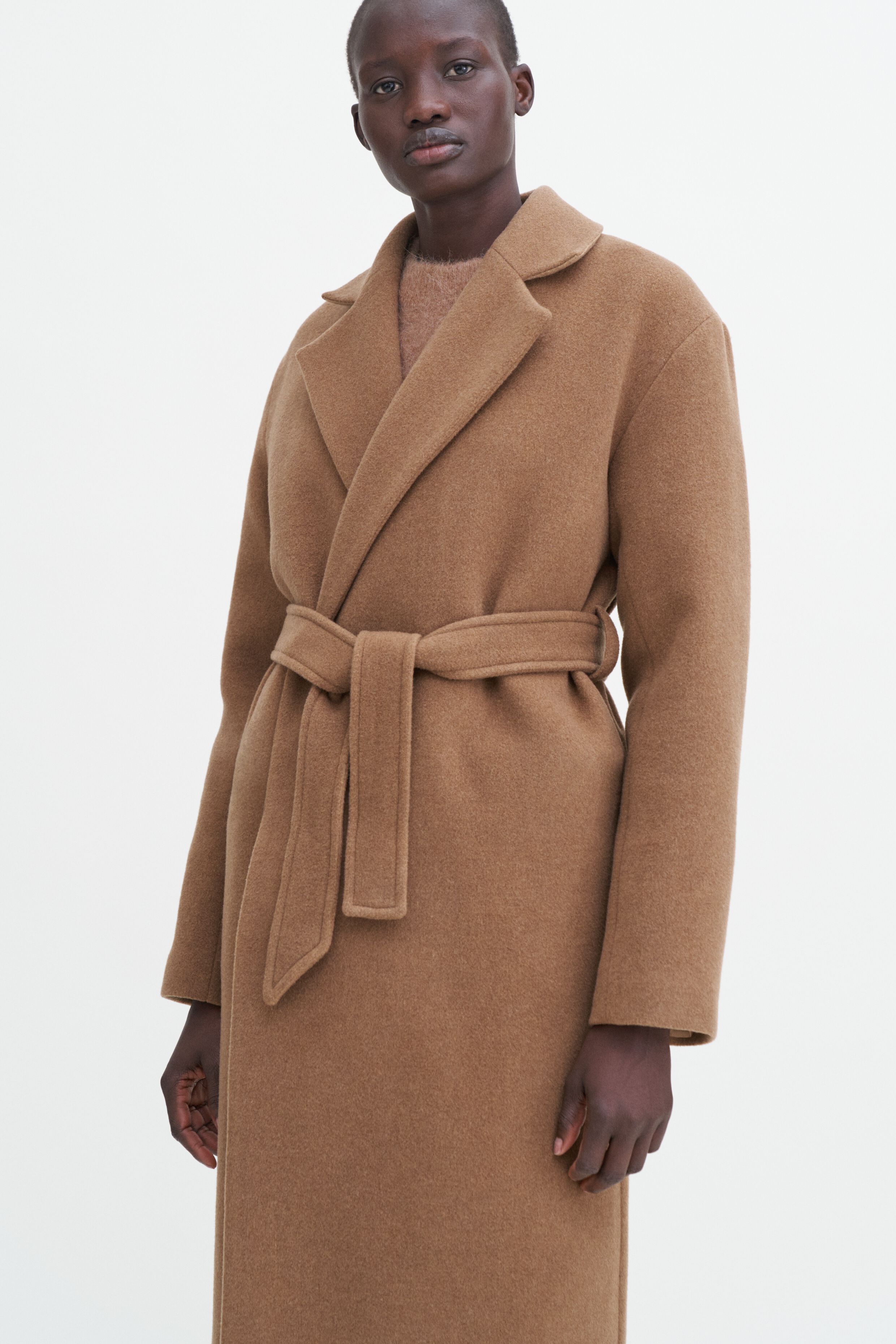 Soft Wool Belted Coat Light Brown Filippa K