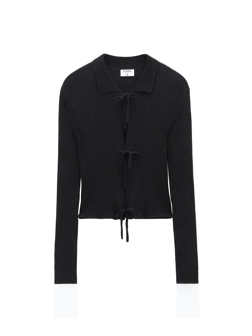 Cropped Tie Cardigan