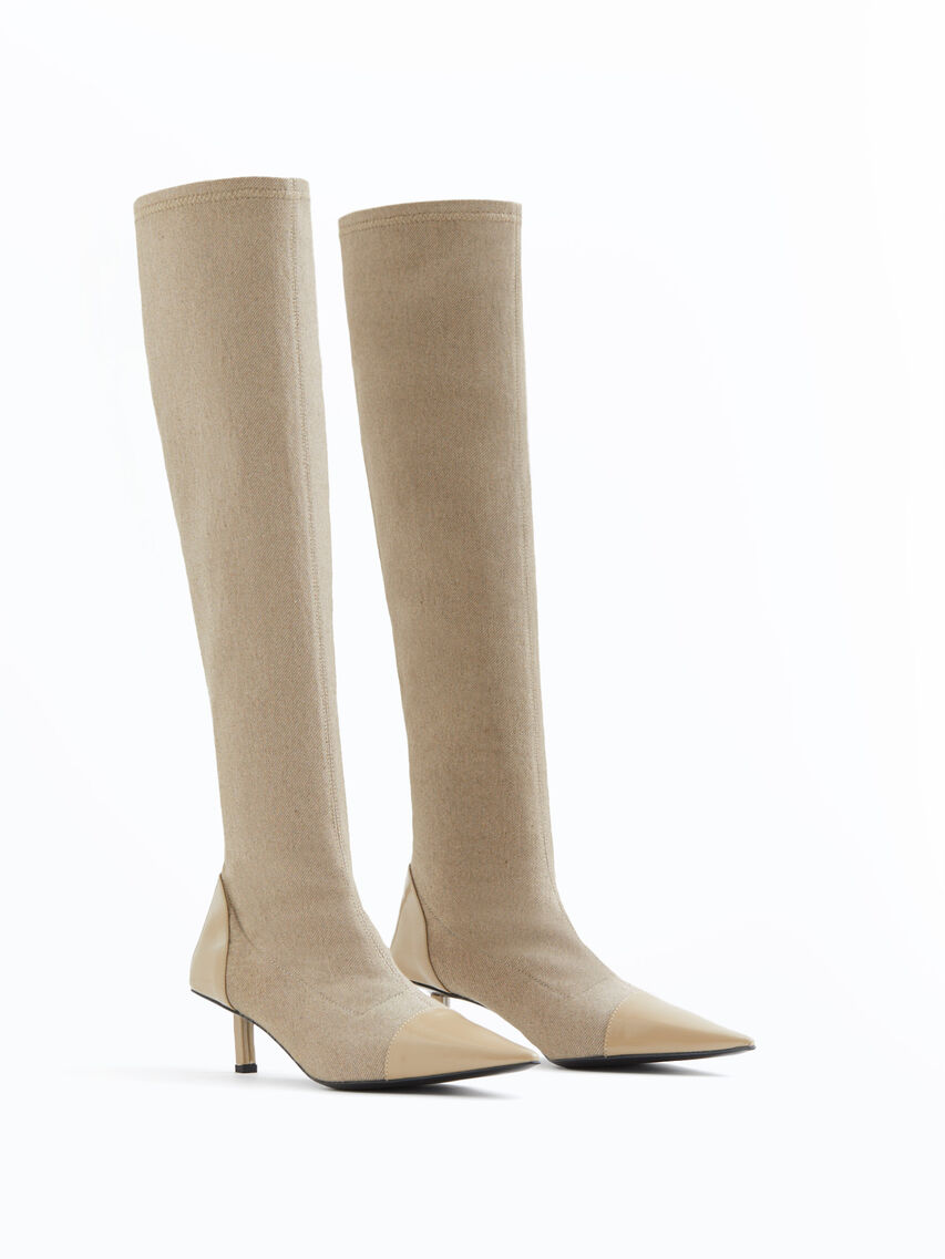 Pointy Kitten Stretch Denim Bootie