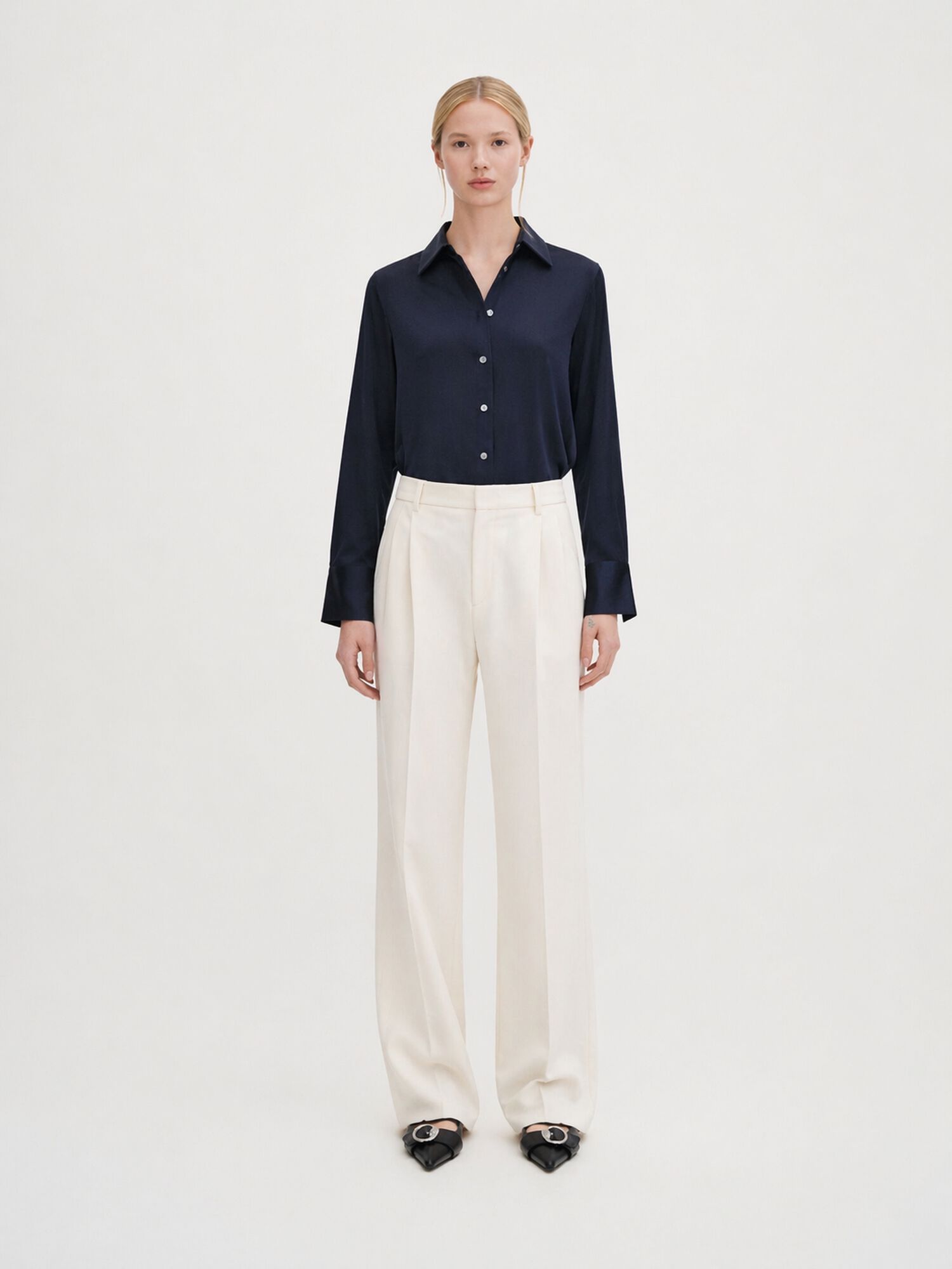 Pleated Pinstripe Trousers