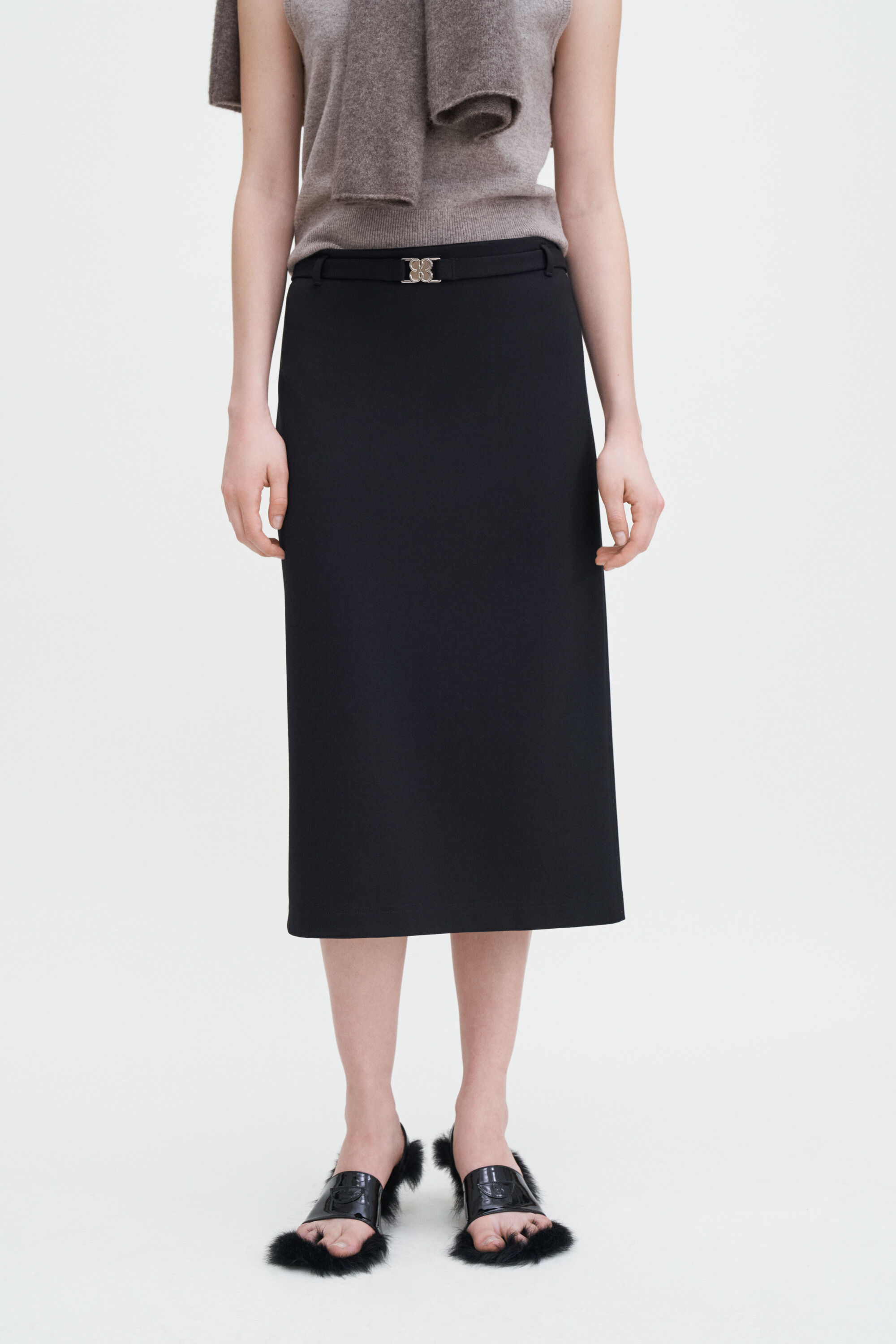 Belted Jersey Skirt Black Filippa K