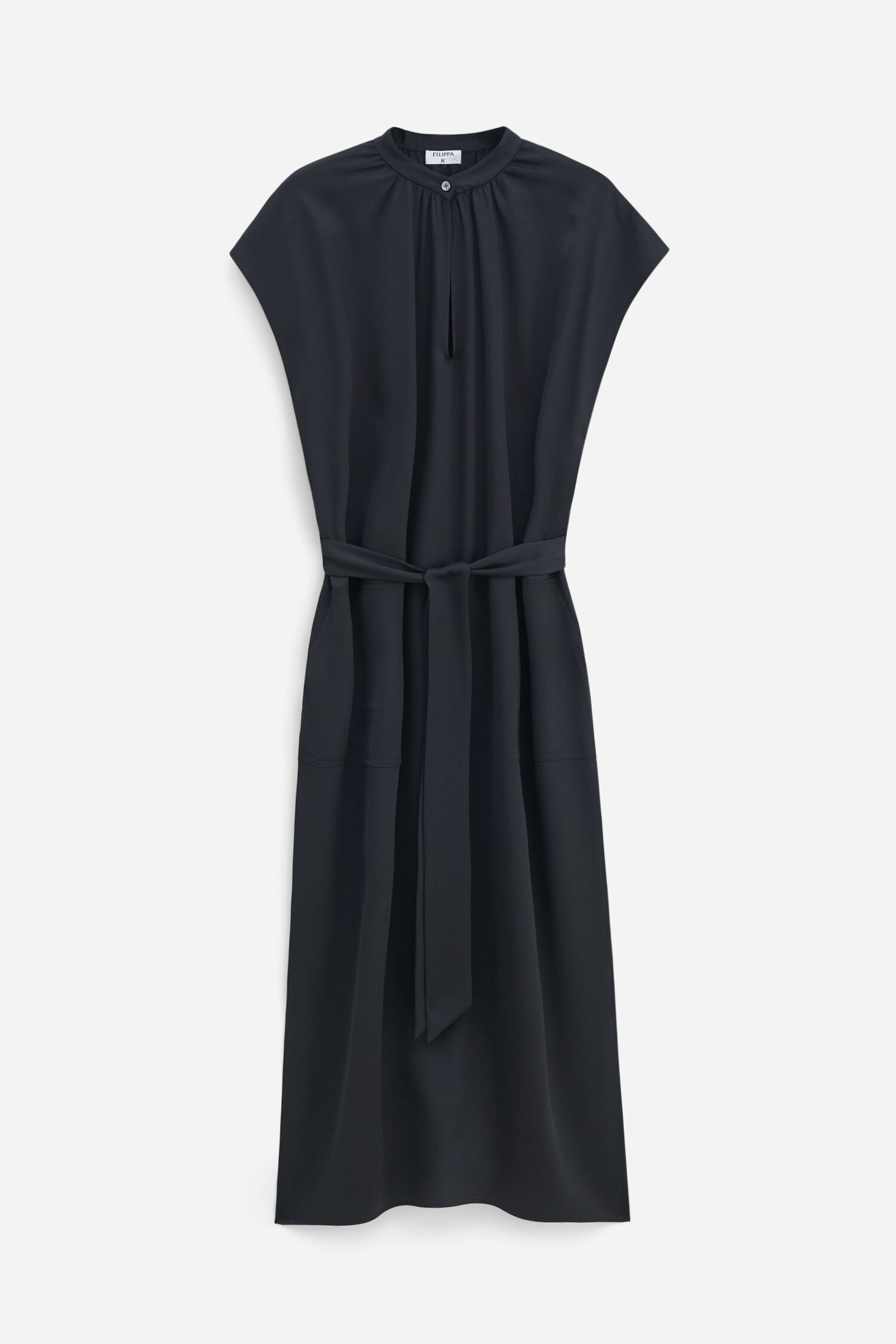 Belted Stand Collar Dress