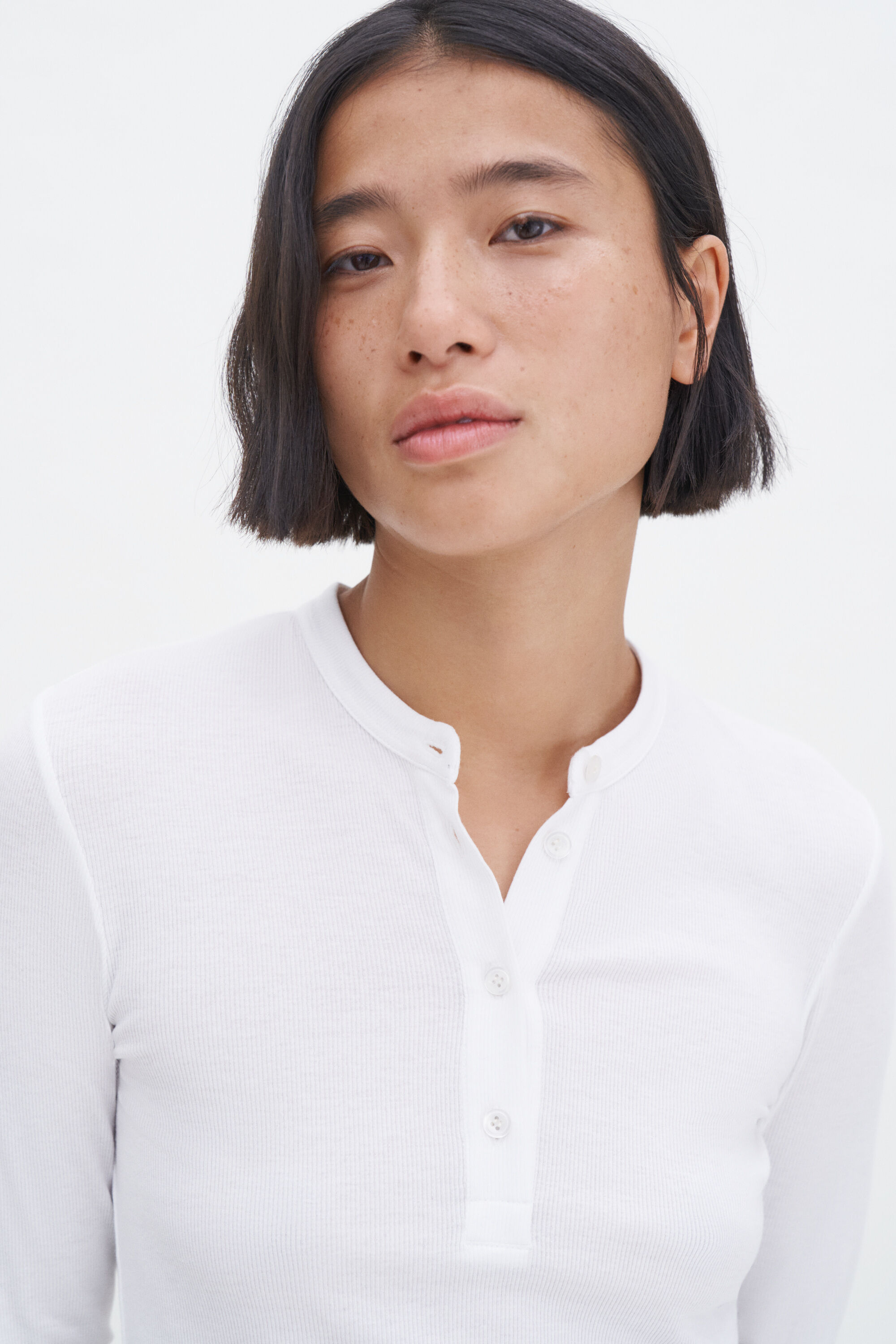 Soft Rib Henley - White | FILIPPA K