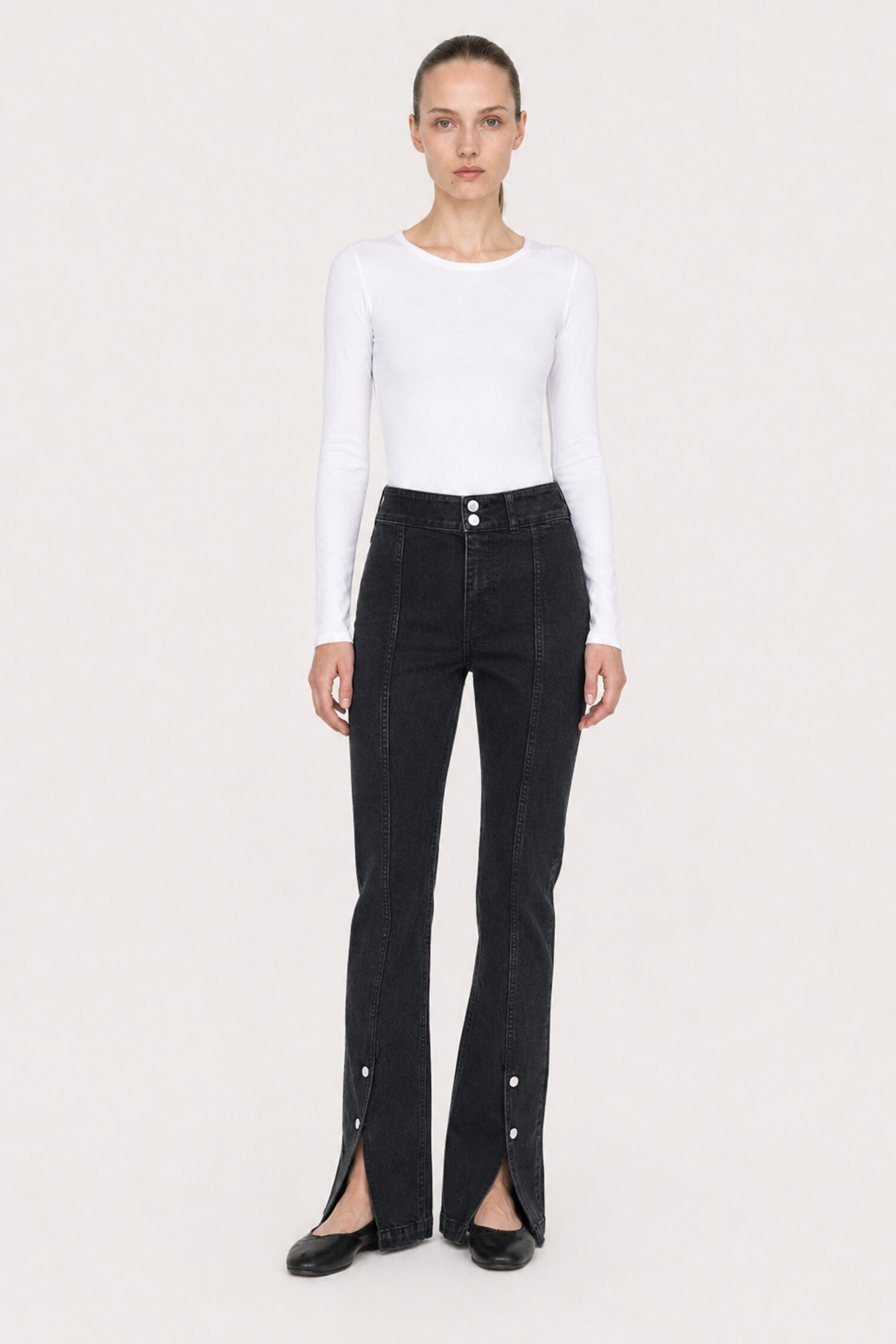 90s Stretch Button Front Jeans