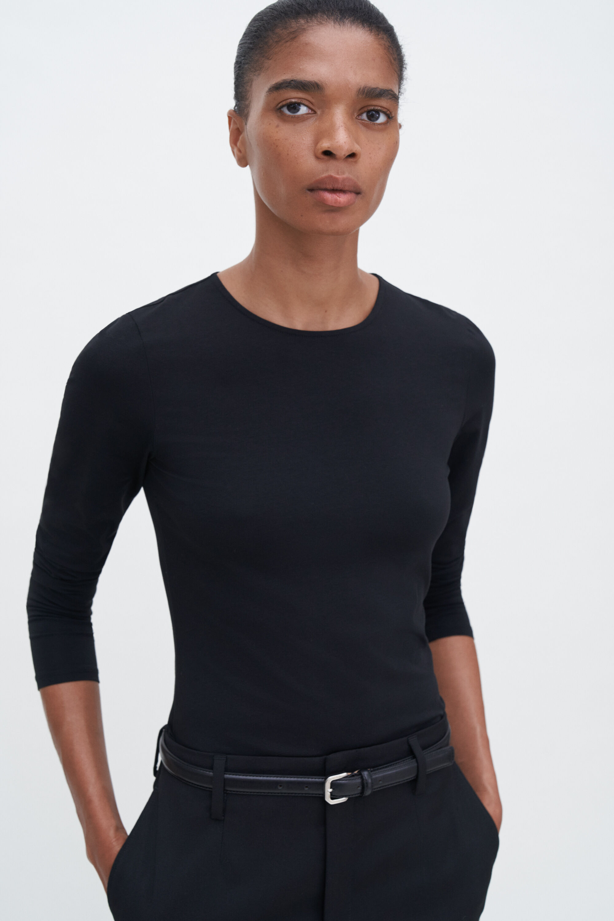 Cotton Stretch Long Sleeve - Black | Filippa K