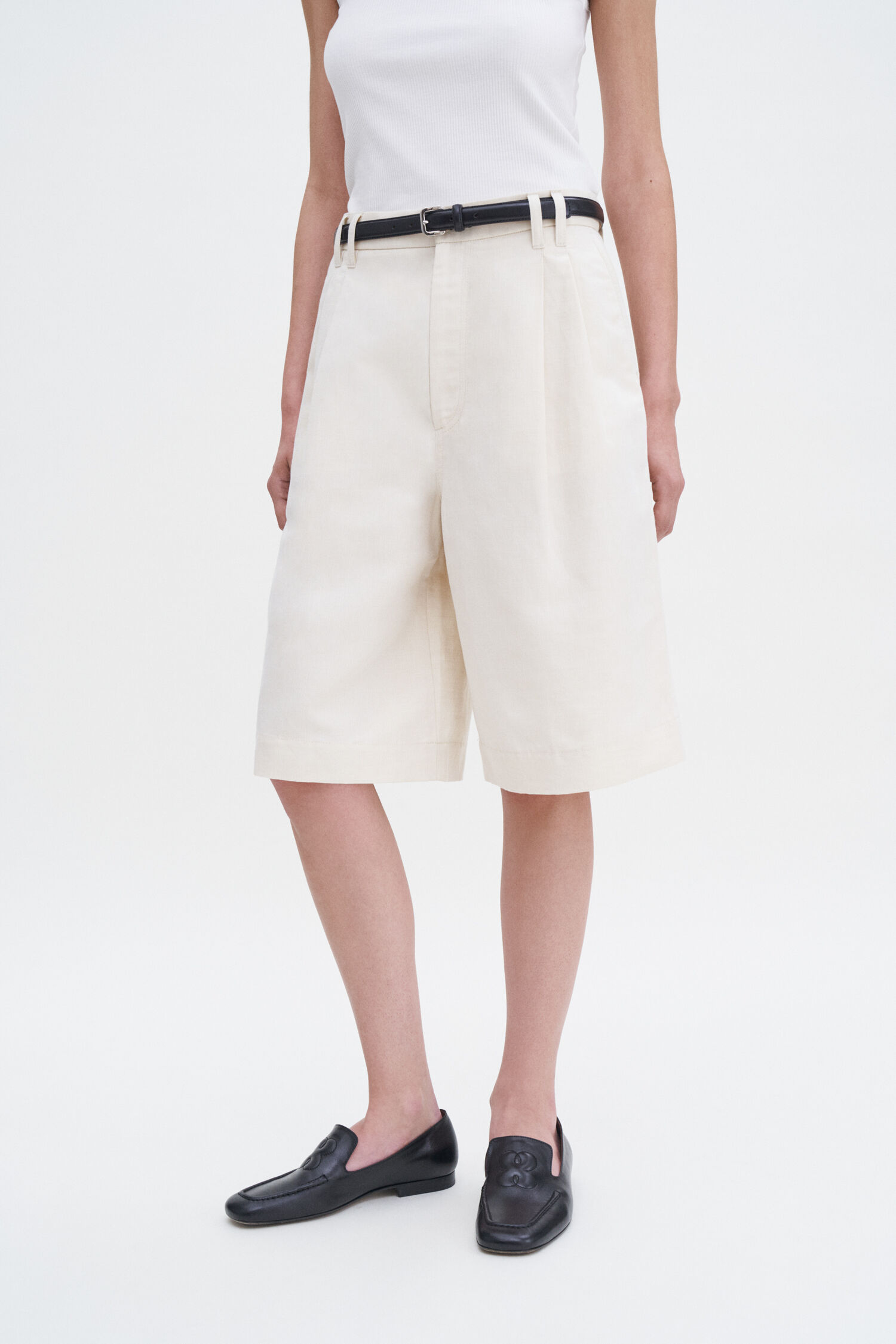 Relaxed Pleated Cotton Linen S