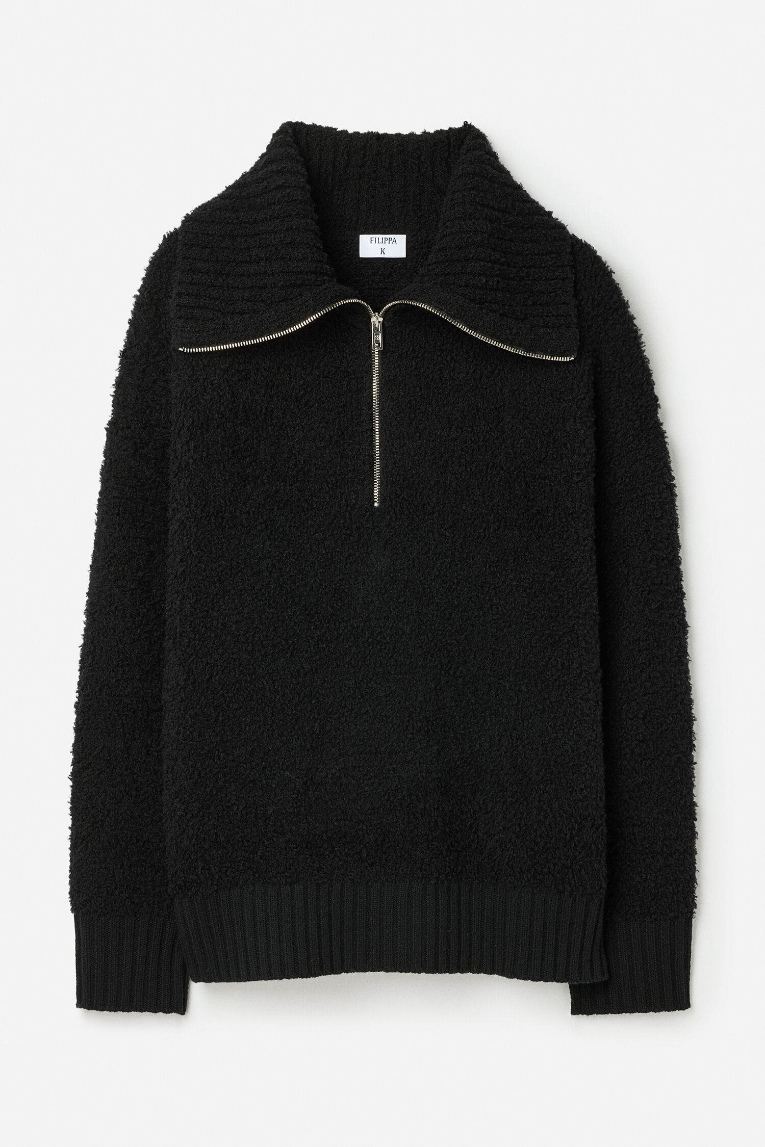 Fluffy Half Zip Sweater - Black | FILIPPA K