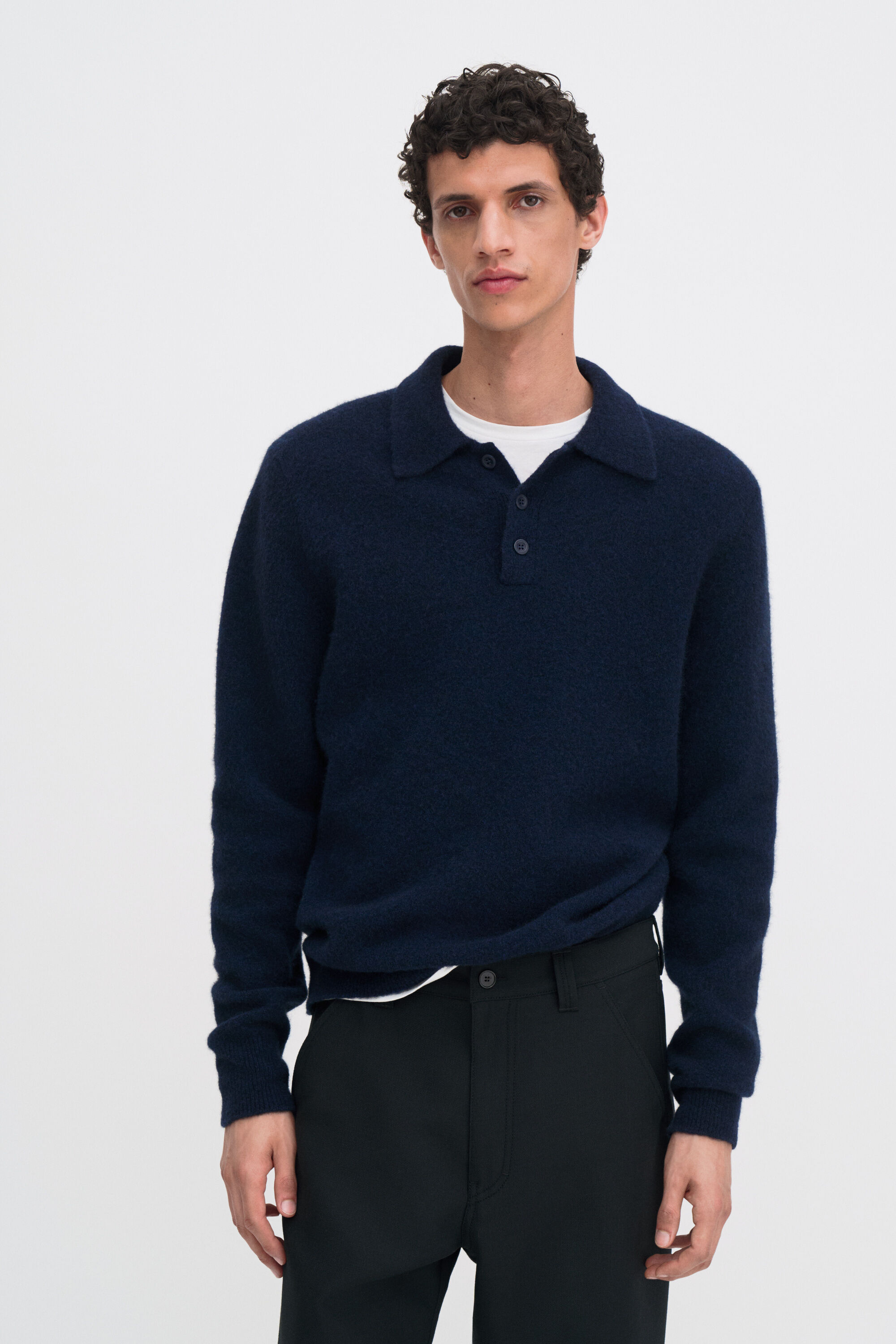 Yak Wool Polo Sweater - Navy | FILIPPA K