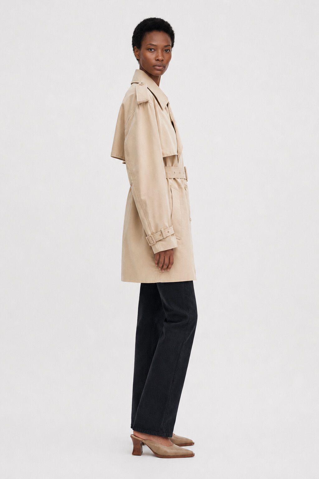 Short Trench Coat - Sand Beige | FILIPPA K