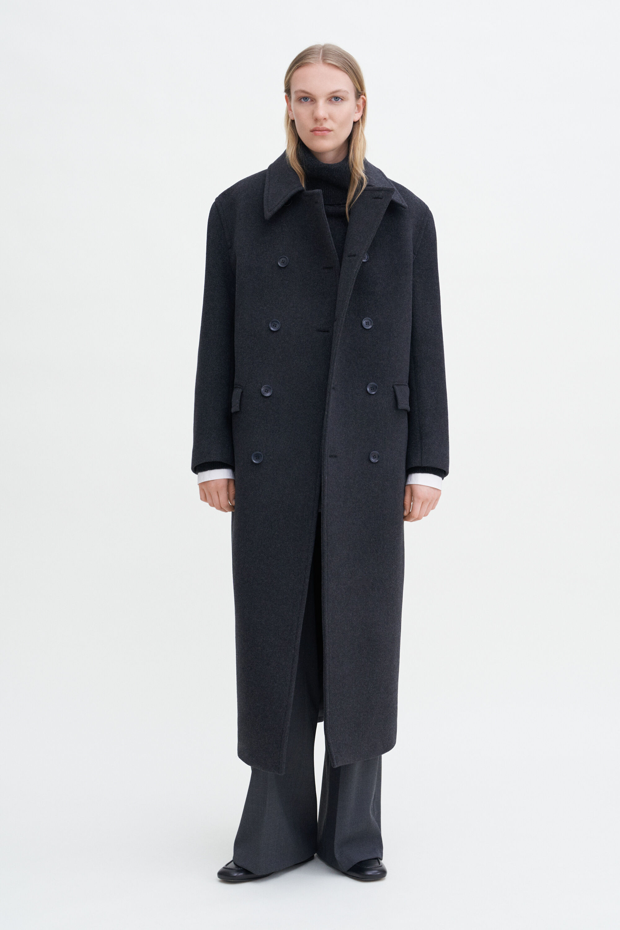 Double breasted wool coat store