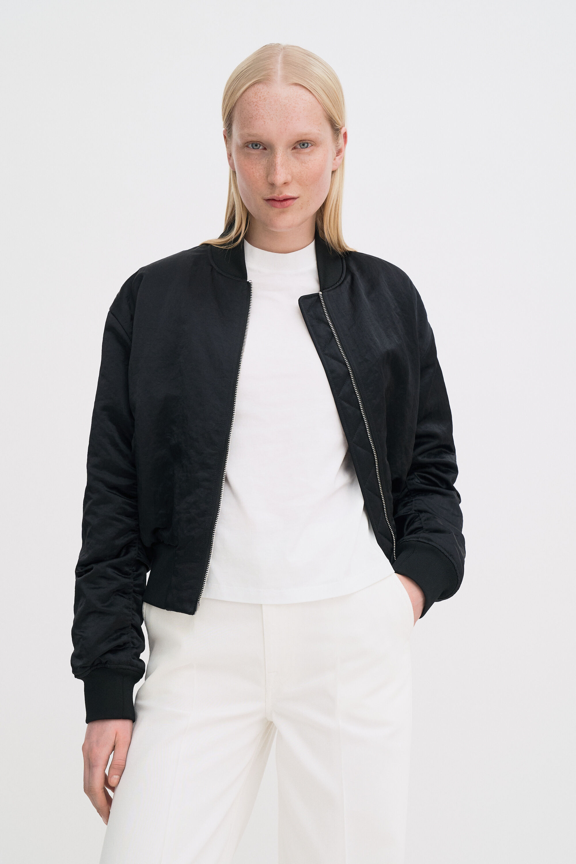 Nylon Zip Jacket - Black | FILIPPA K