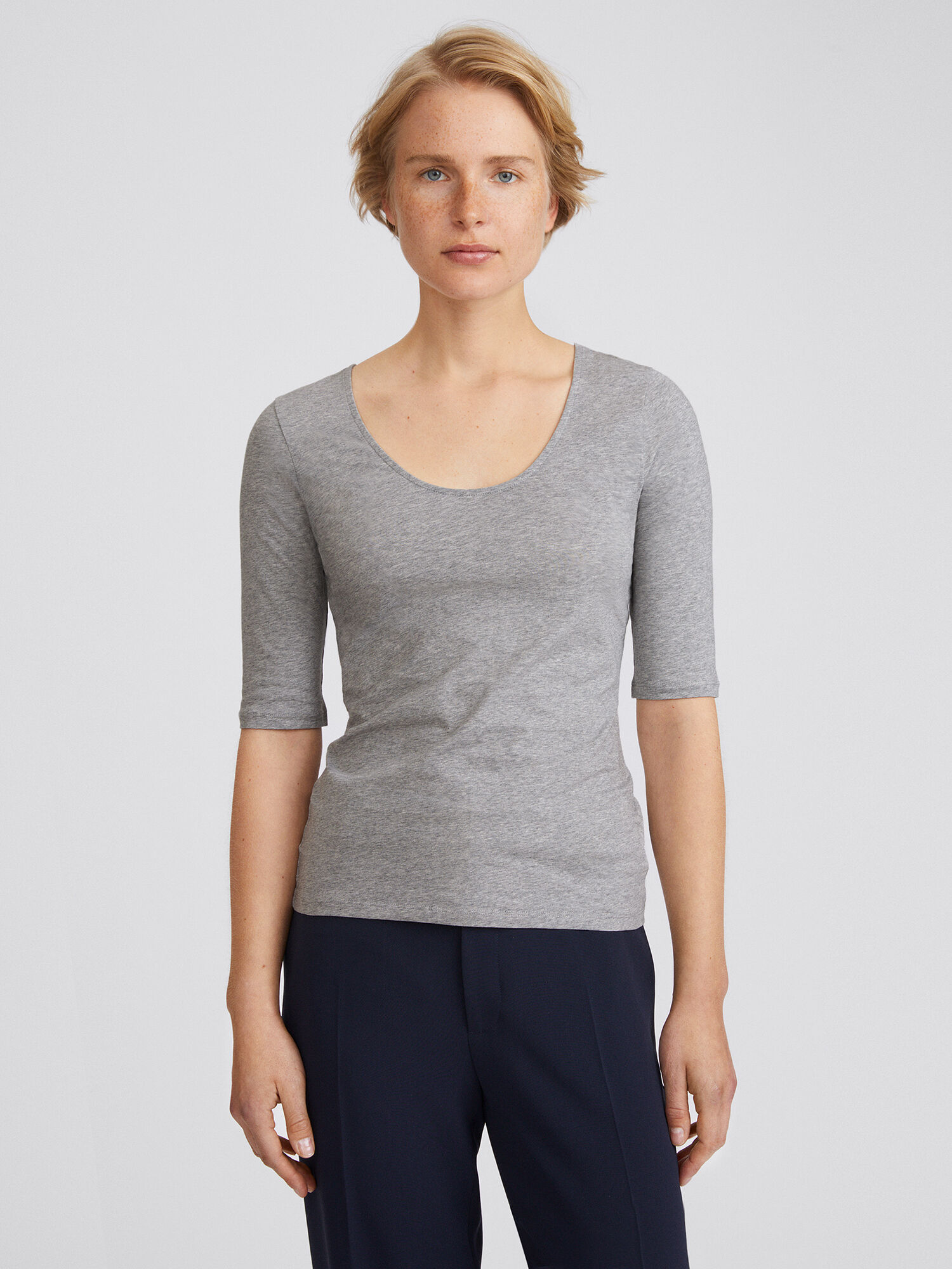 Cotton Stretch Scoop Neck Top
