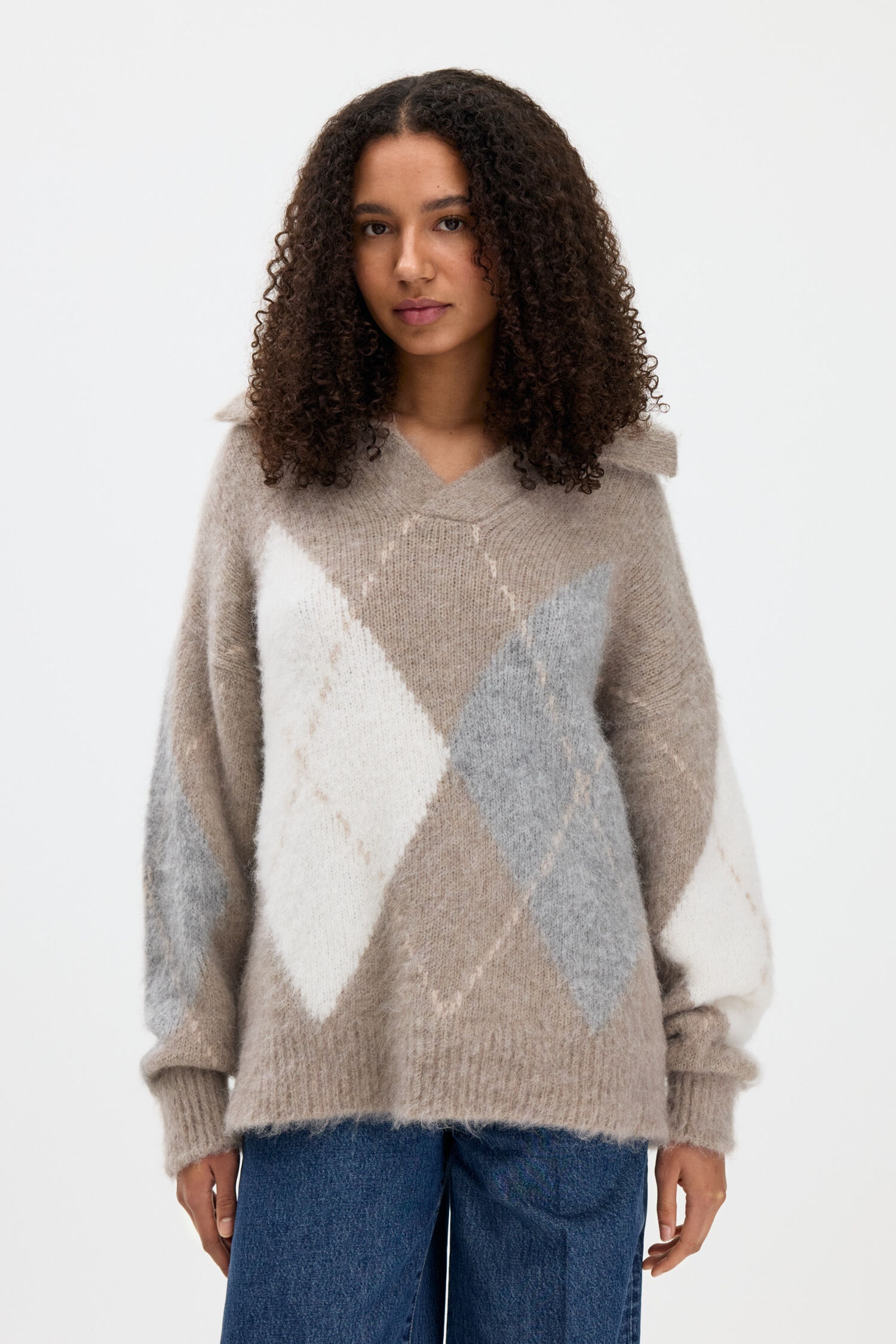 Alpaca Check Sweater