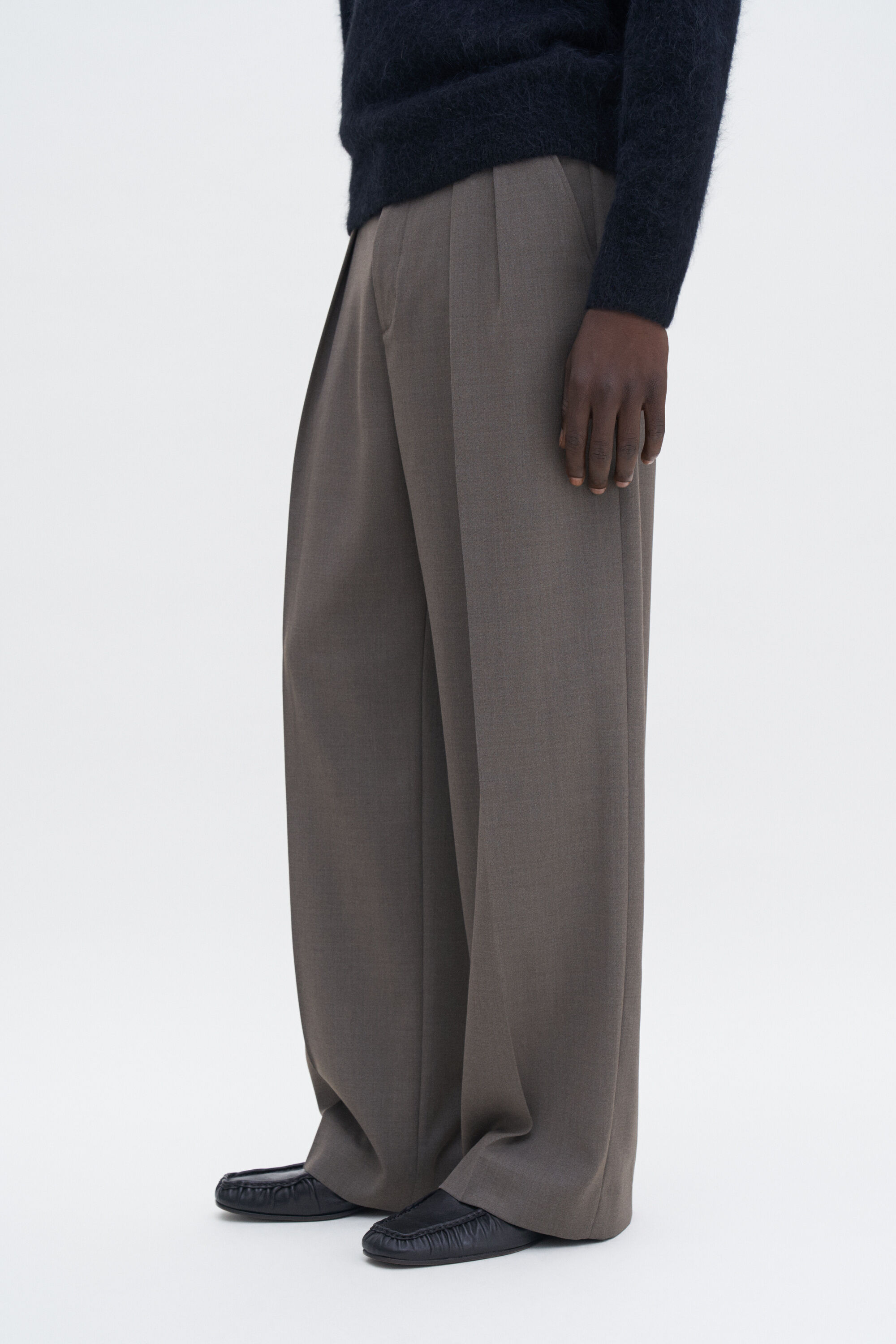 パンツ Filippa K K Wide Trousers In Grey Wool Blend Filippa K K Wide Trousers In Grey Wool Blend Filippa K