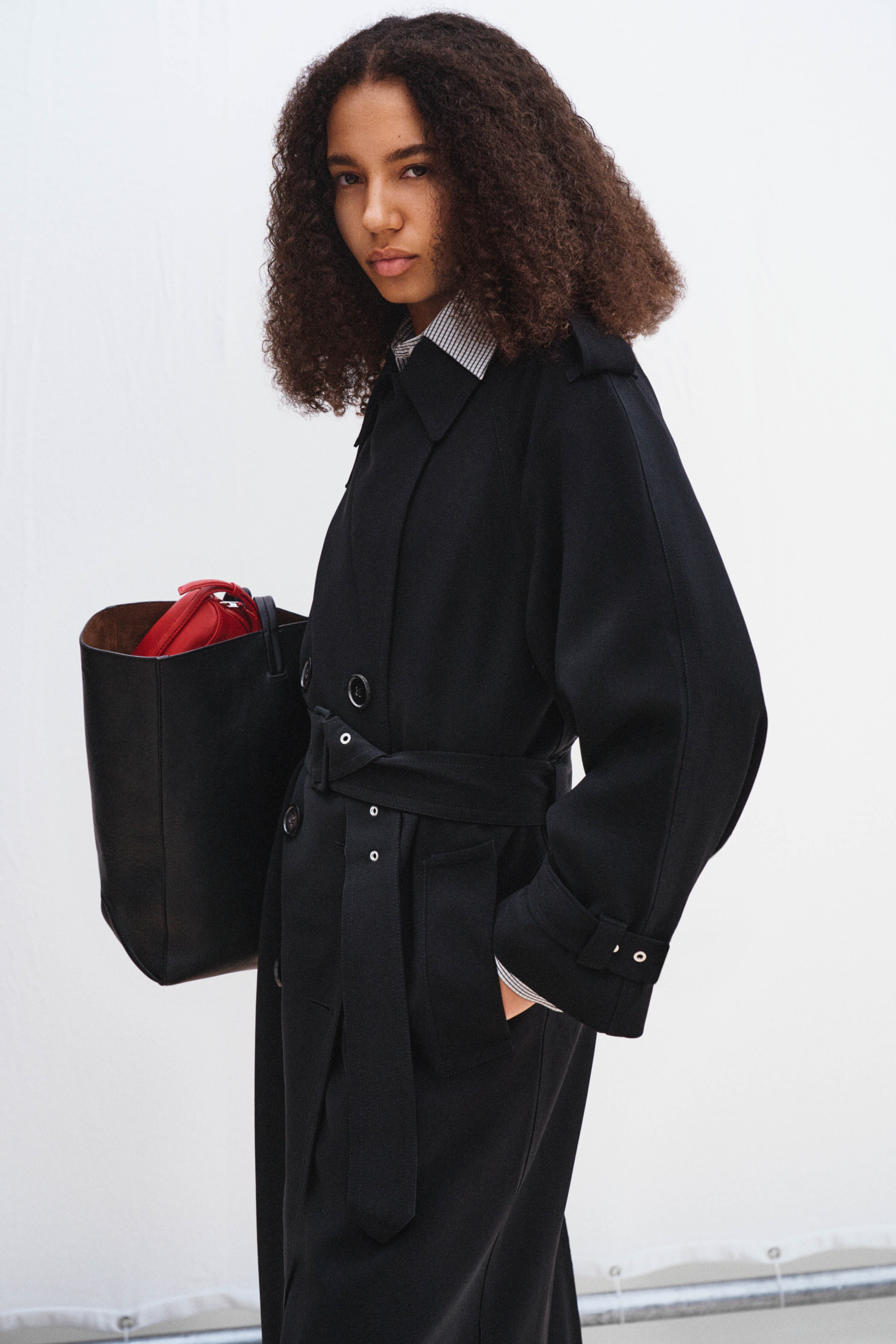 Draped Trench Coat - Black | FILIPPA K