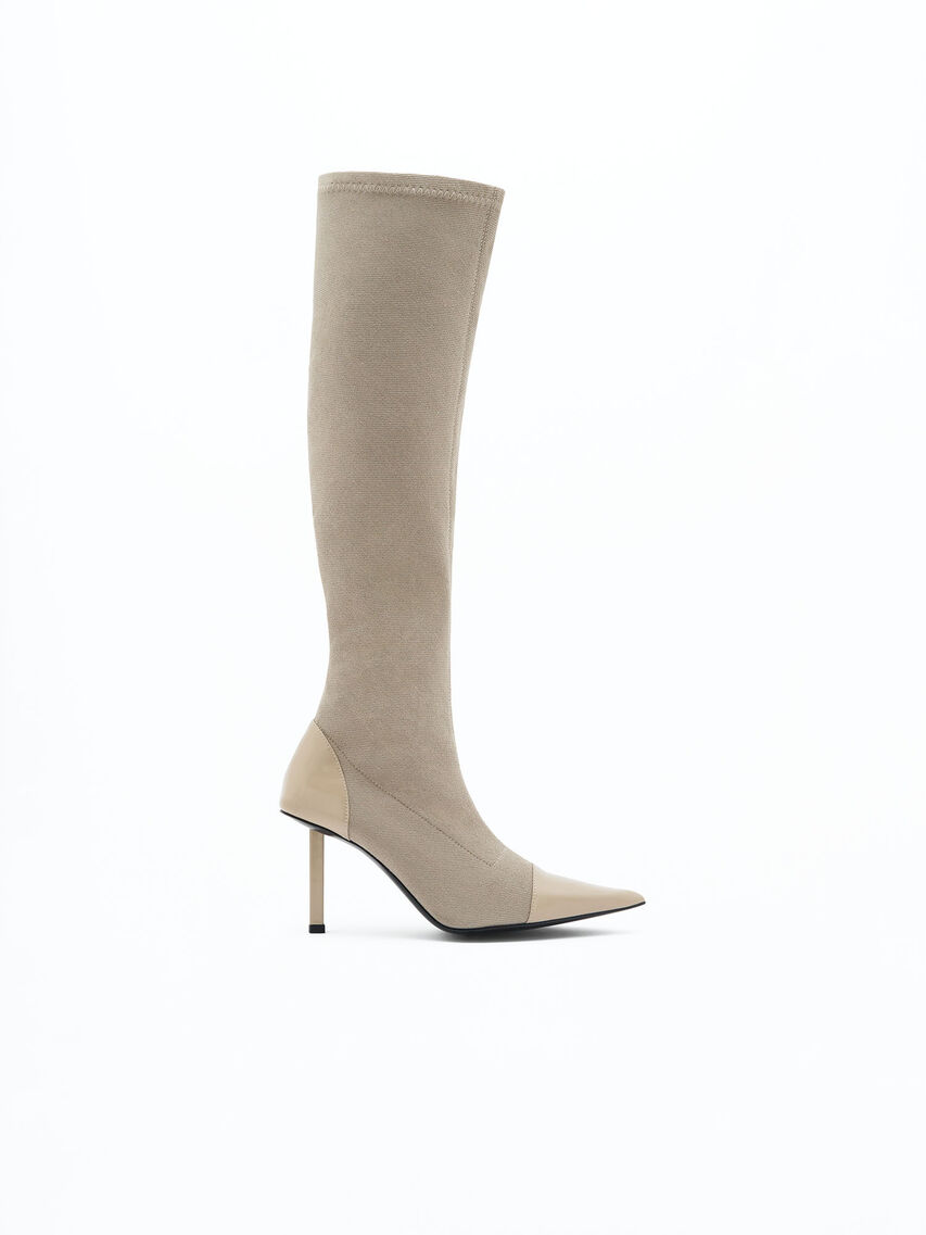 Pointy Kitten Stretch Denim Bootie