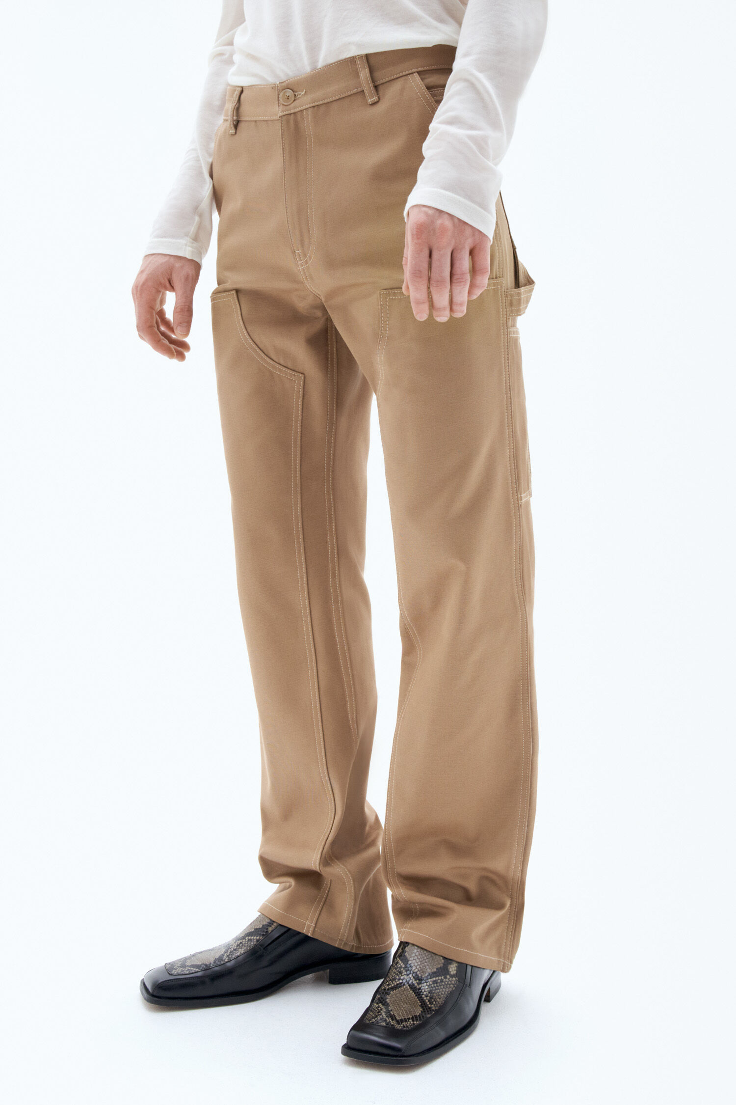 Cotton Carpenter Trousers - Dark Khaki | FILIPPA K