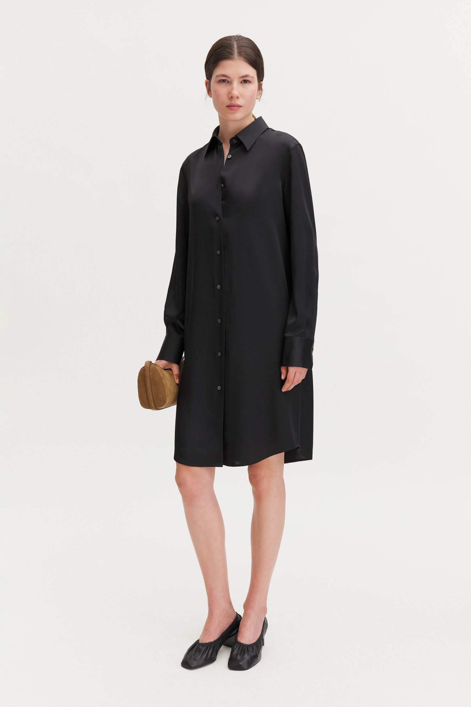 Satin Shirt Dress