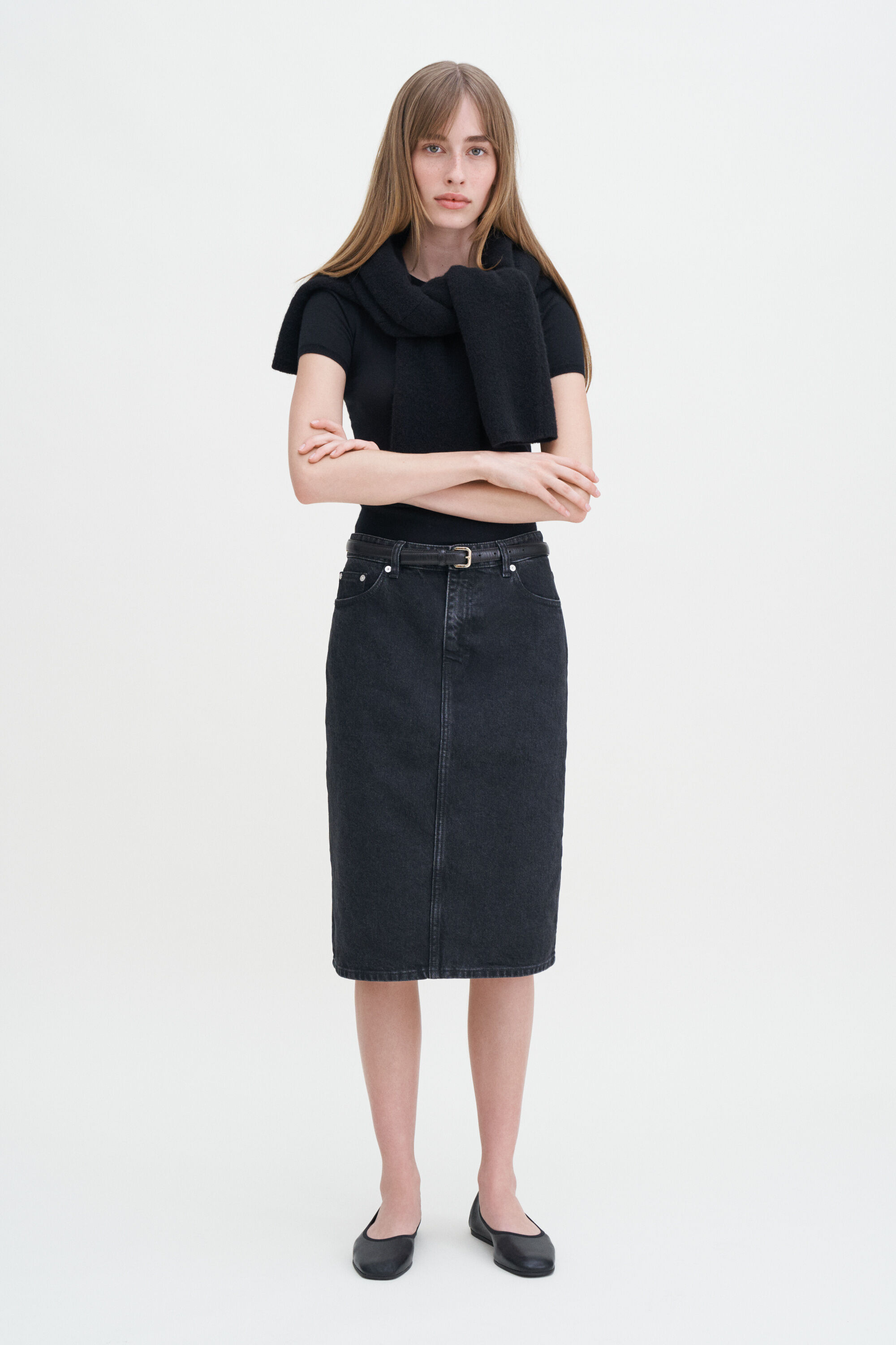 Filippa k mid blue denim skirt shop