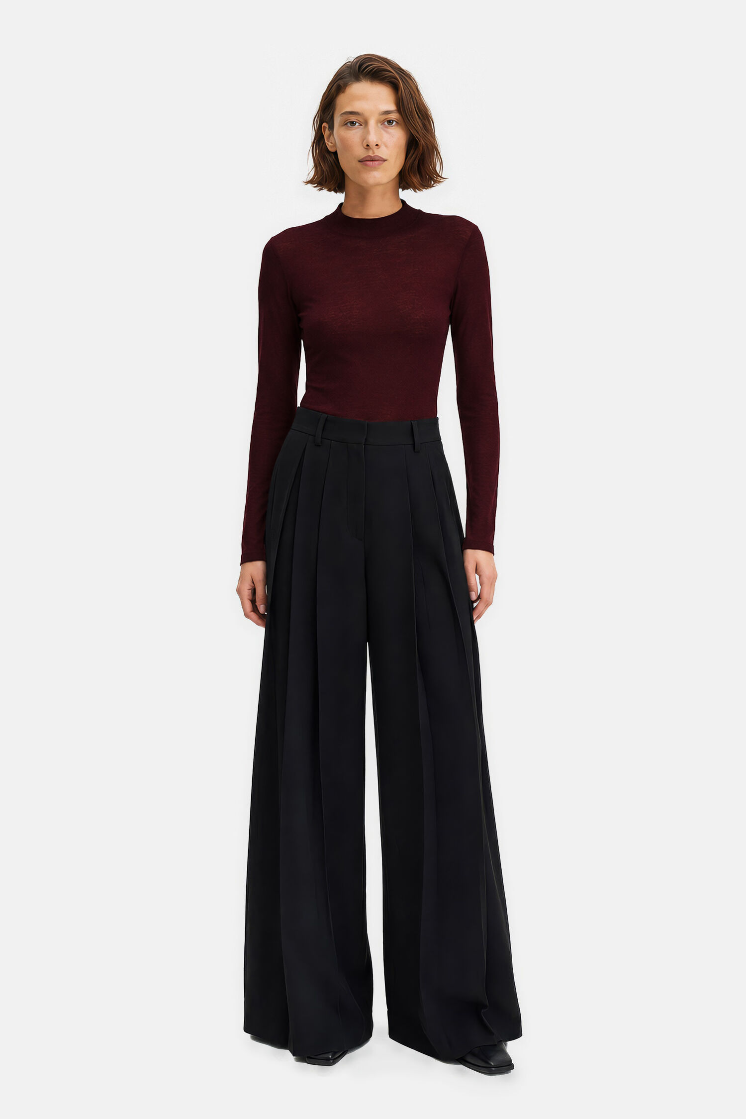 Lyocell Cashmere Mock Neck Top
