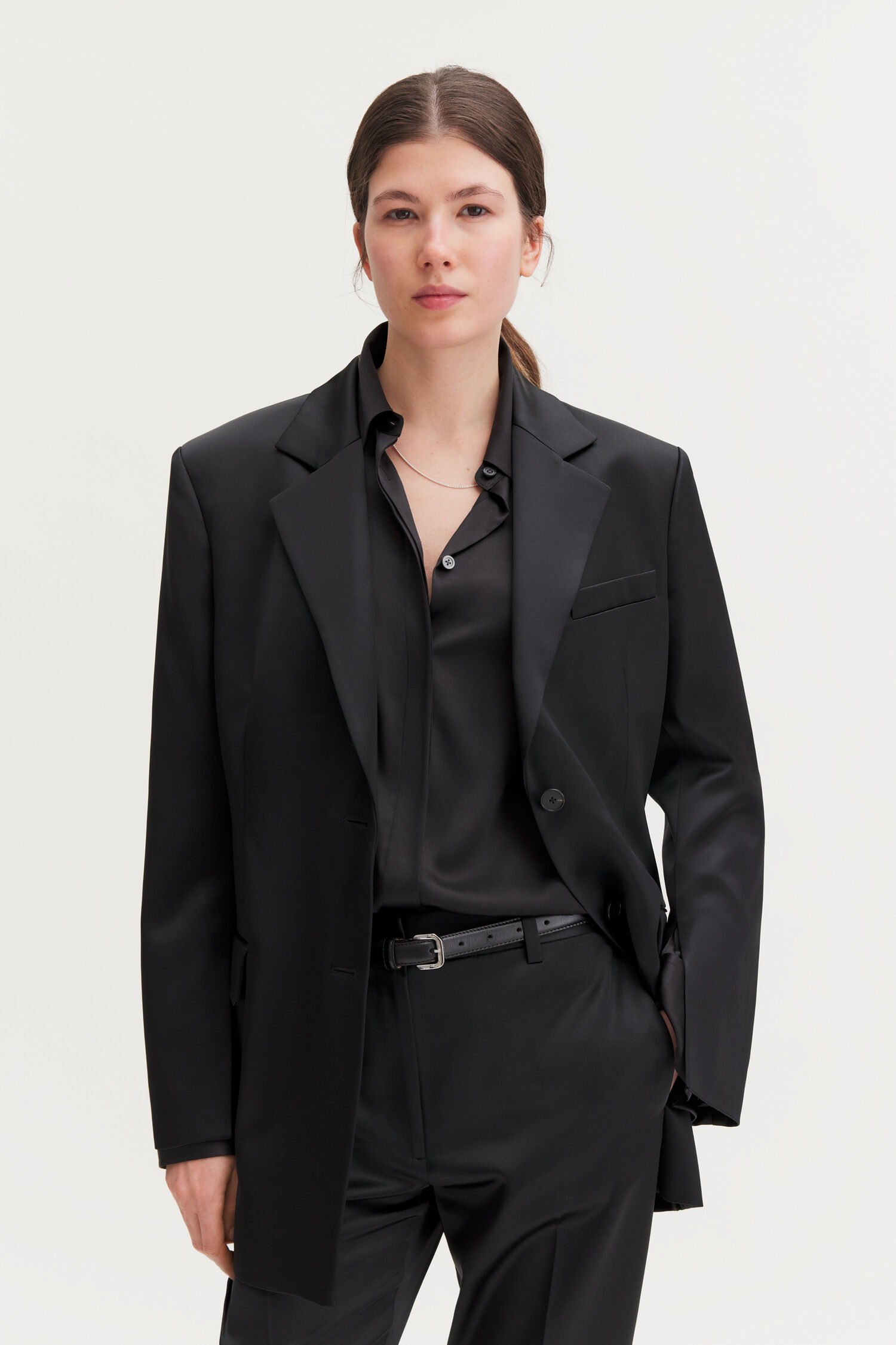 Slit Satin Blazer