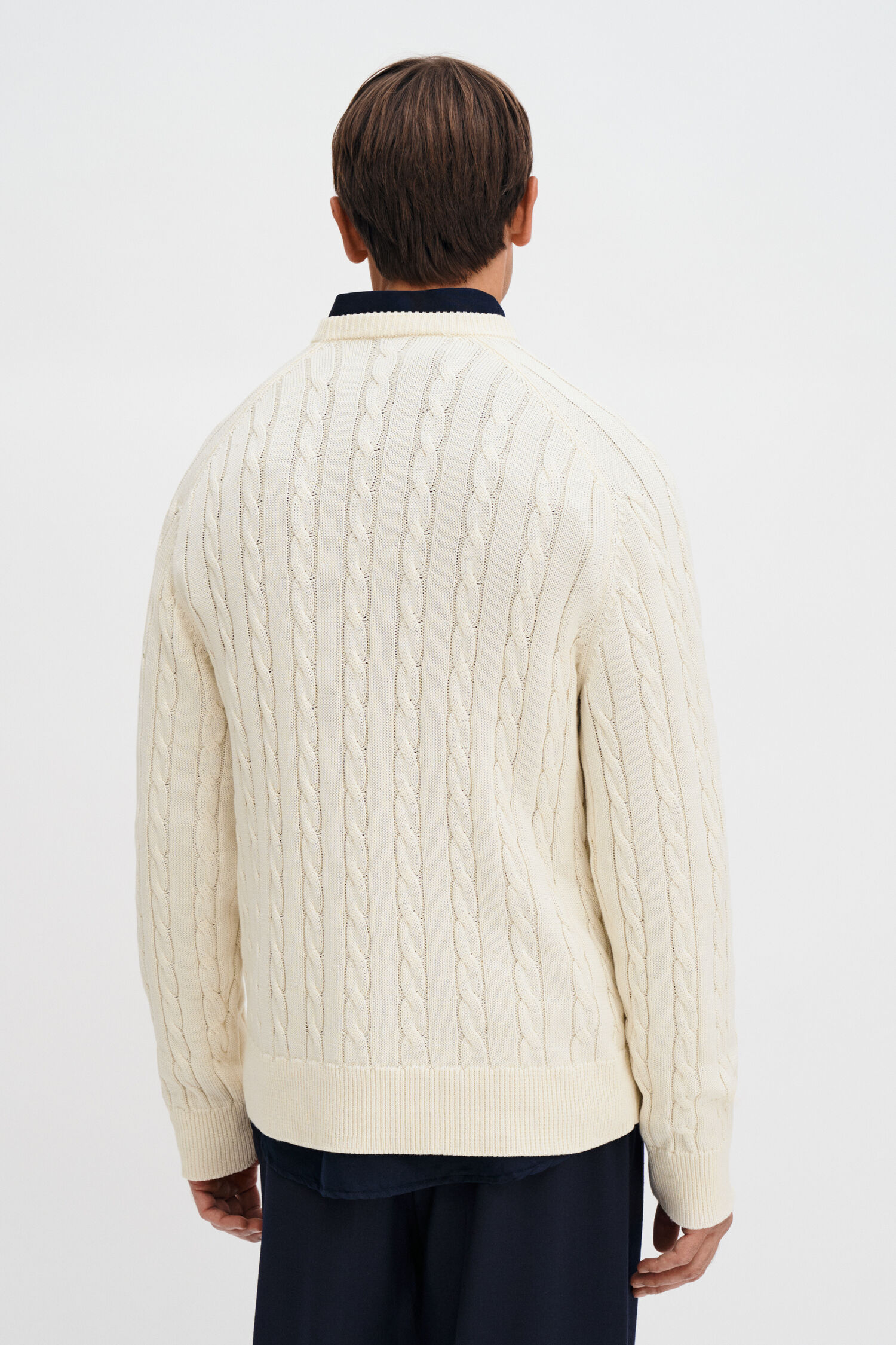 Braided Cotton Crewneck Sweater