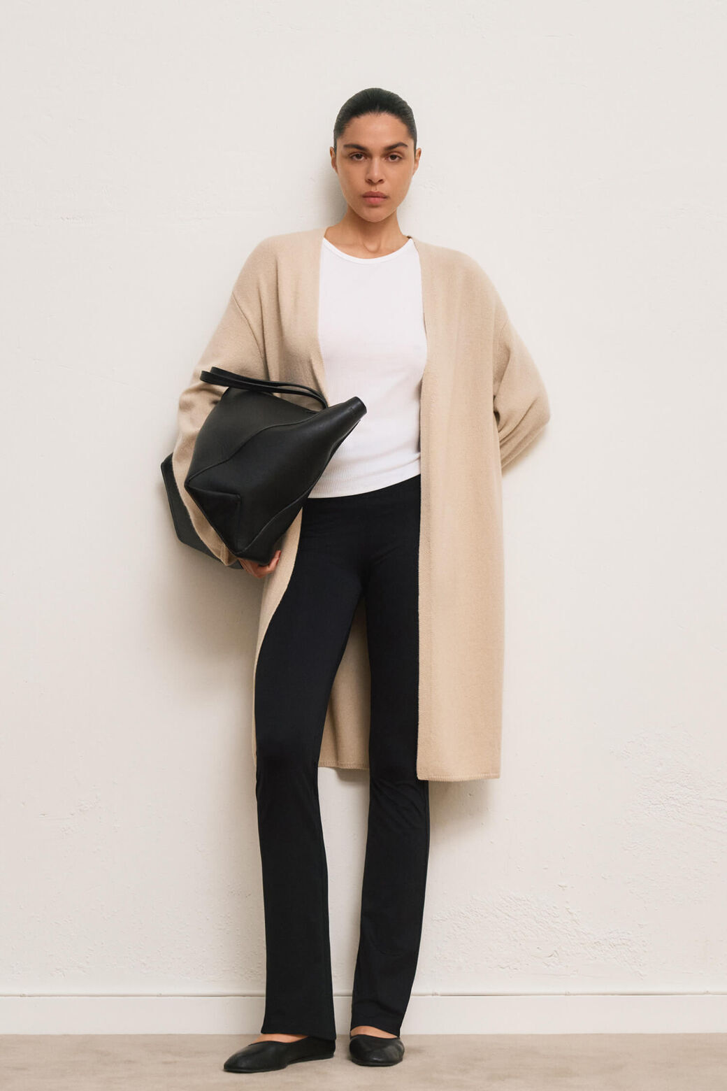 Wool Cashmere Long Cardigan - Pearl Beige | FILIPPA K