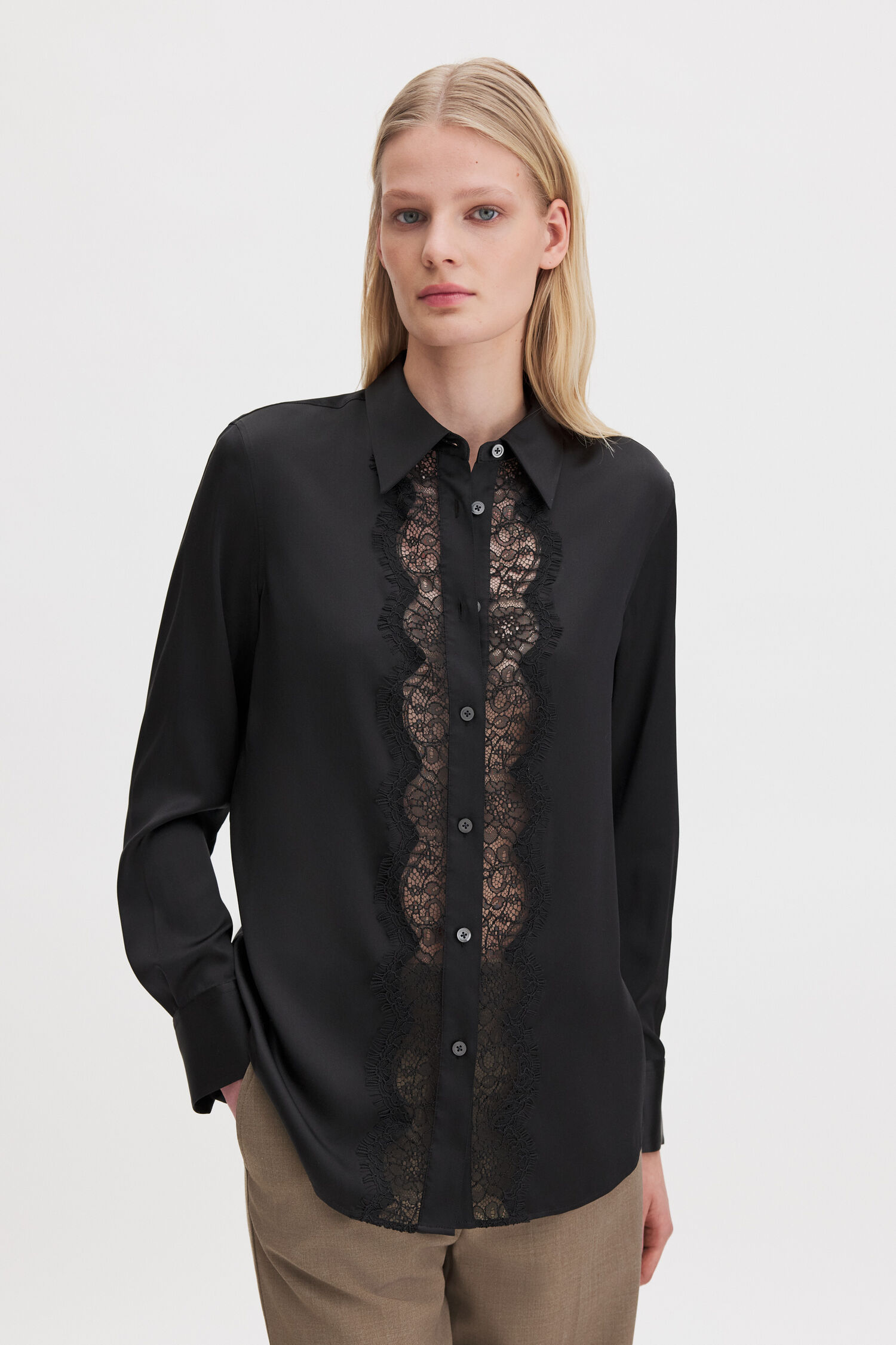 Vertical Lace Detail Shirt
