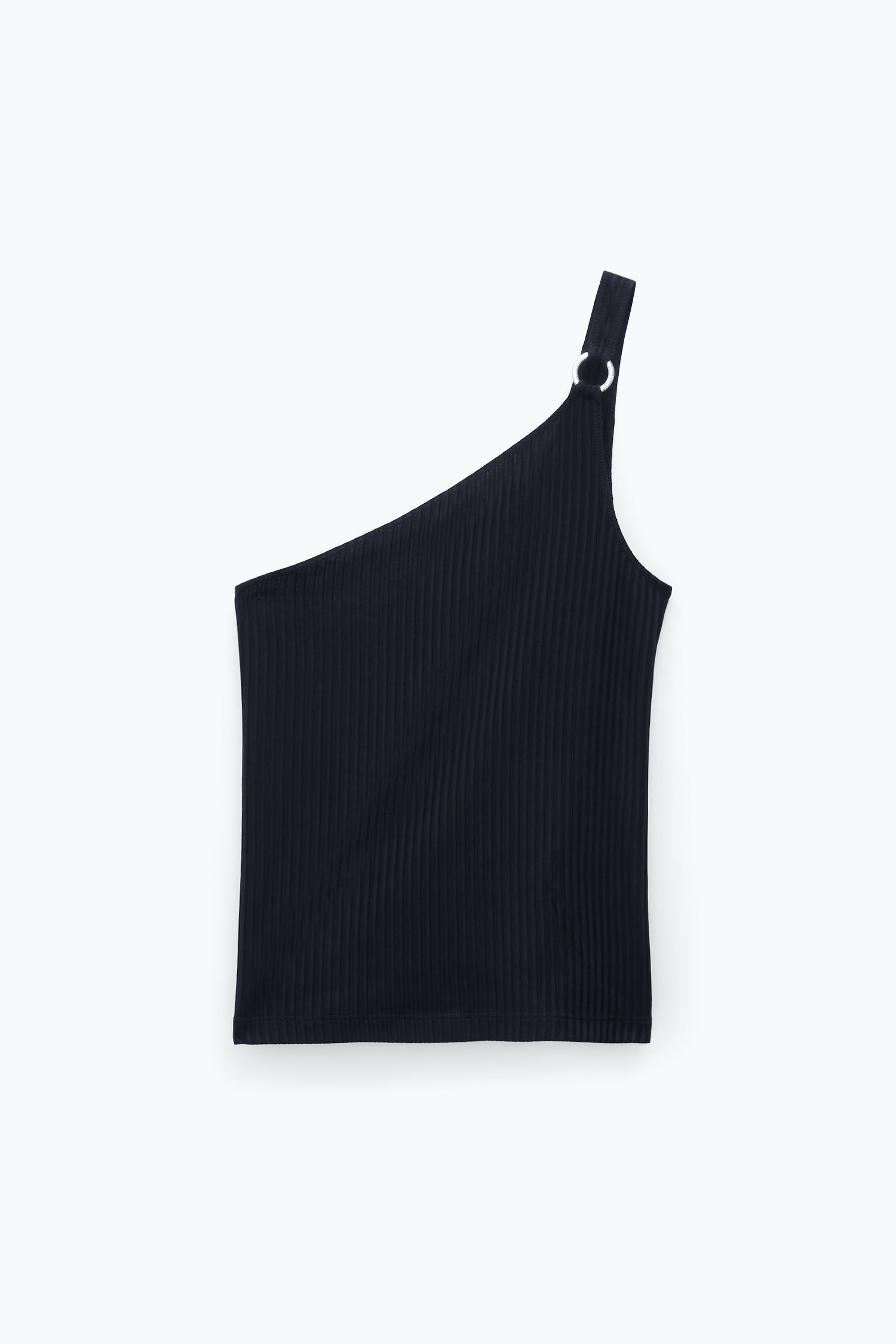 Black one shoulder crop top sales
