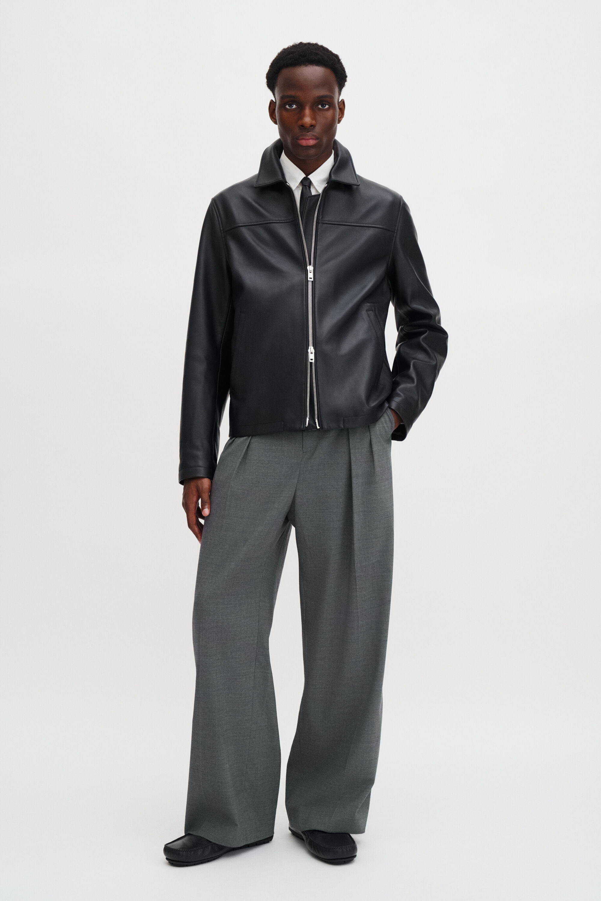 Leather Coach Jacket - Black | FILIPPA K