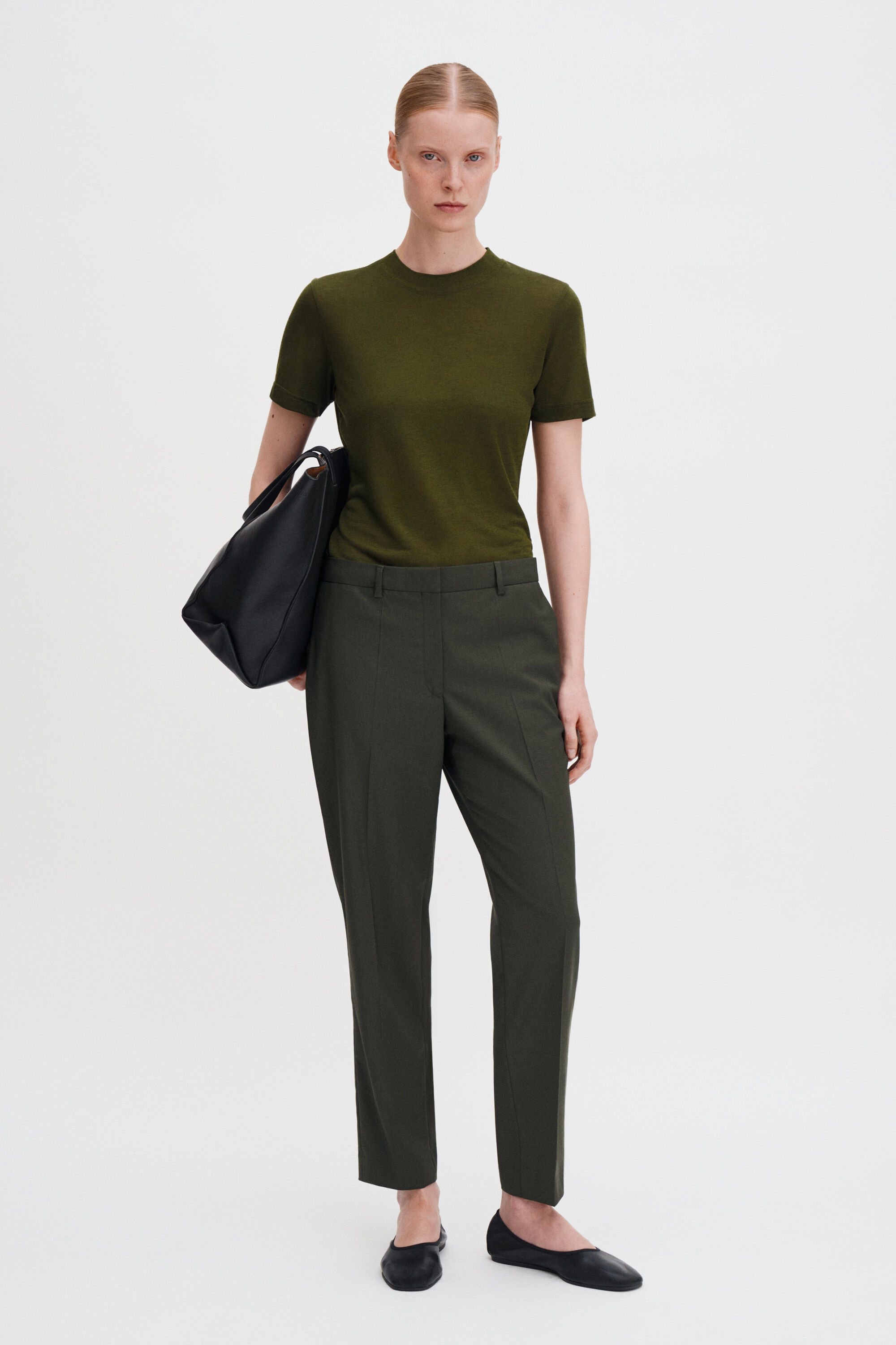 Emma Cropped Cool Wool Trouser - Midnight Green | FILIPPA K