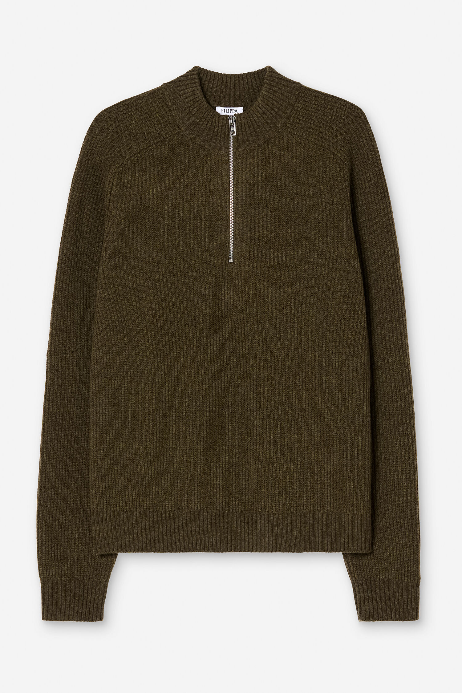 Wool Half Zip Sweater - Moss Green | FILIPPA K