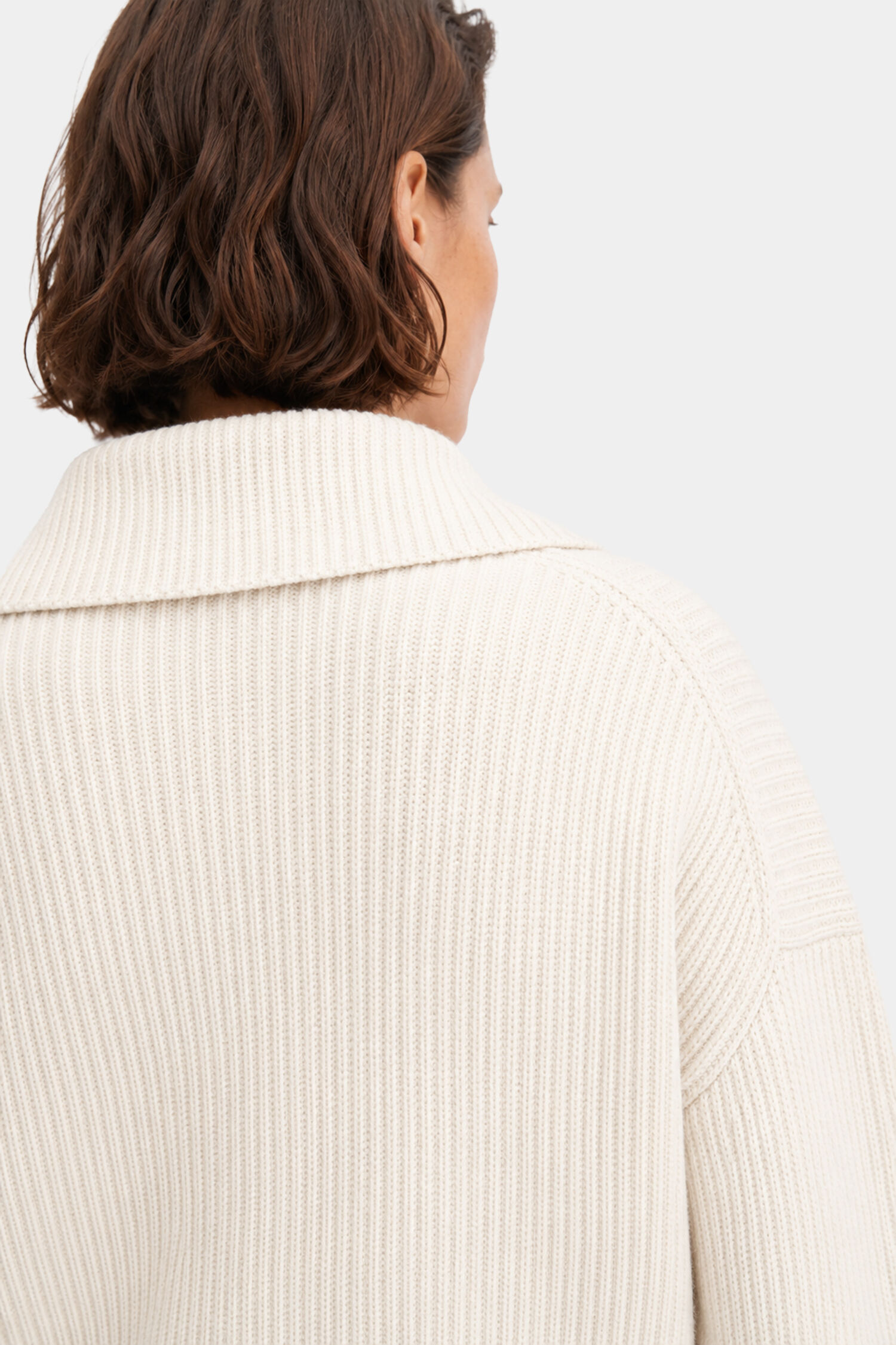 Ribbed Wool Half Zip Sweater