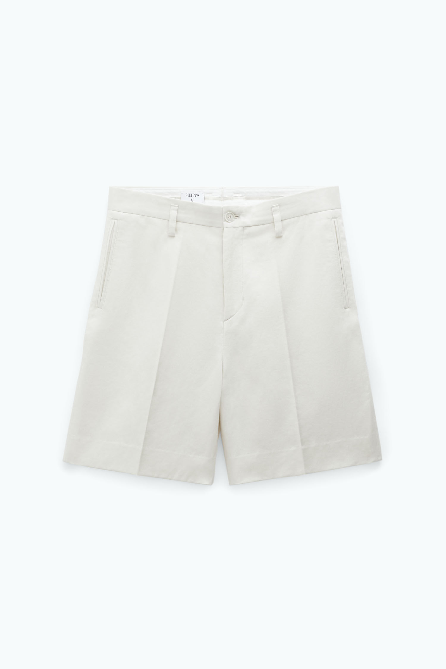 White linen shorts discount