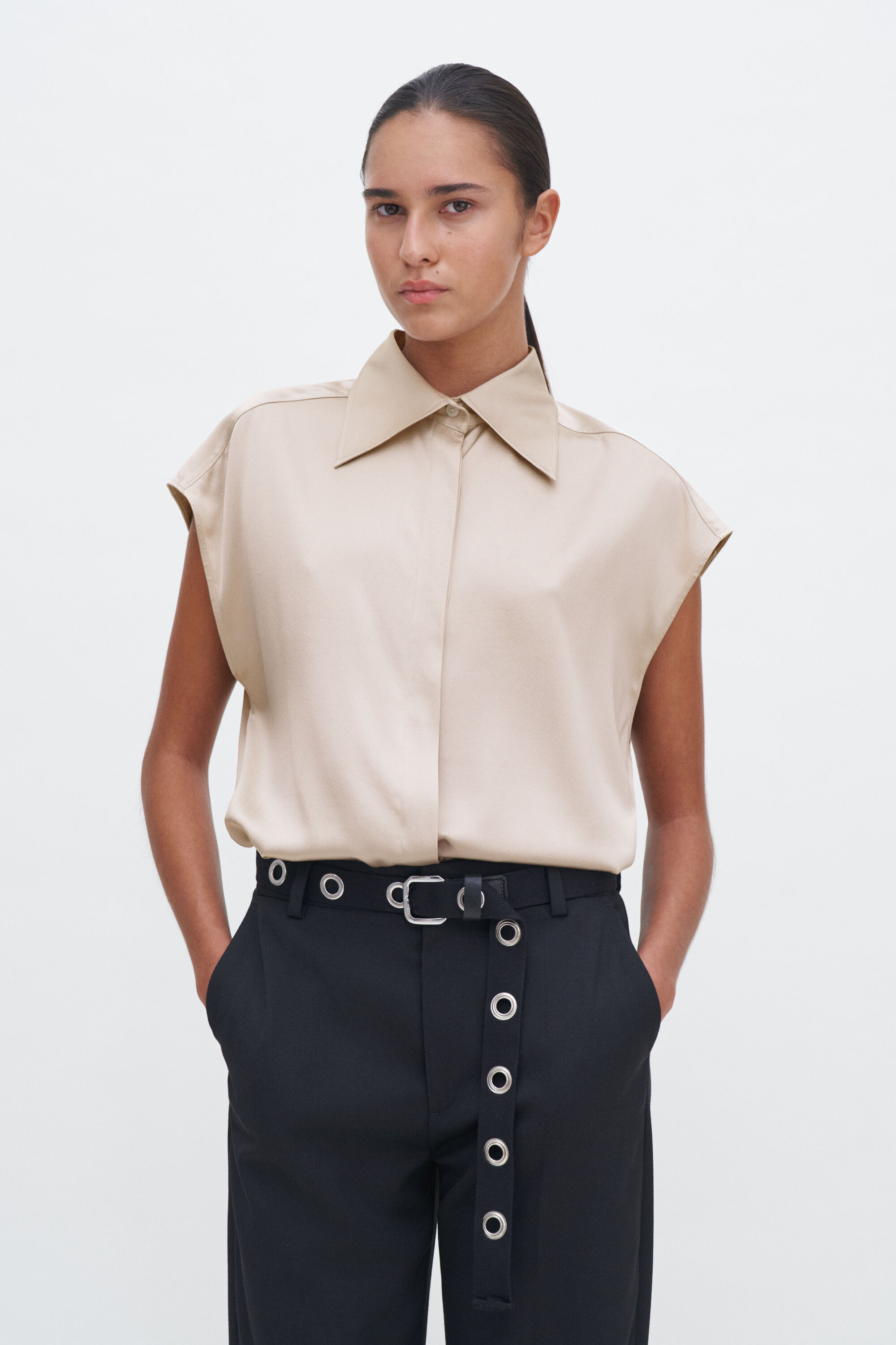 売れ筋商品|||フィリッパコー シャツ レディース トップス CAP SLEEVE  - Button-down blouse - black Shirts & Blouses | Woman | Filippa K