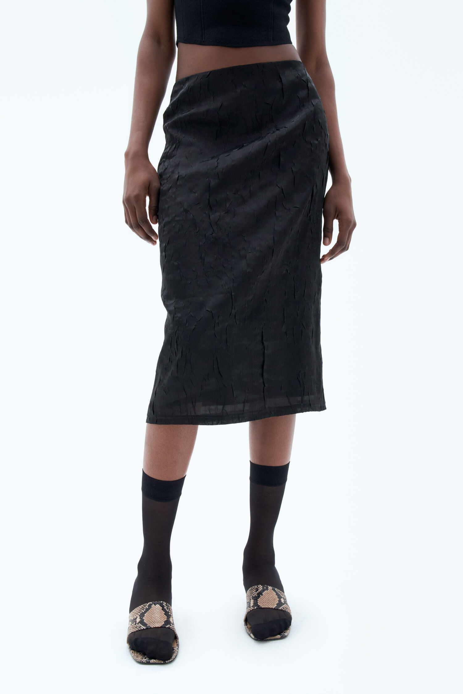 Crinkled Pencil Skirt