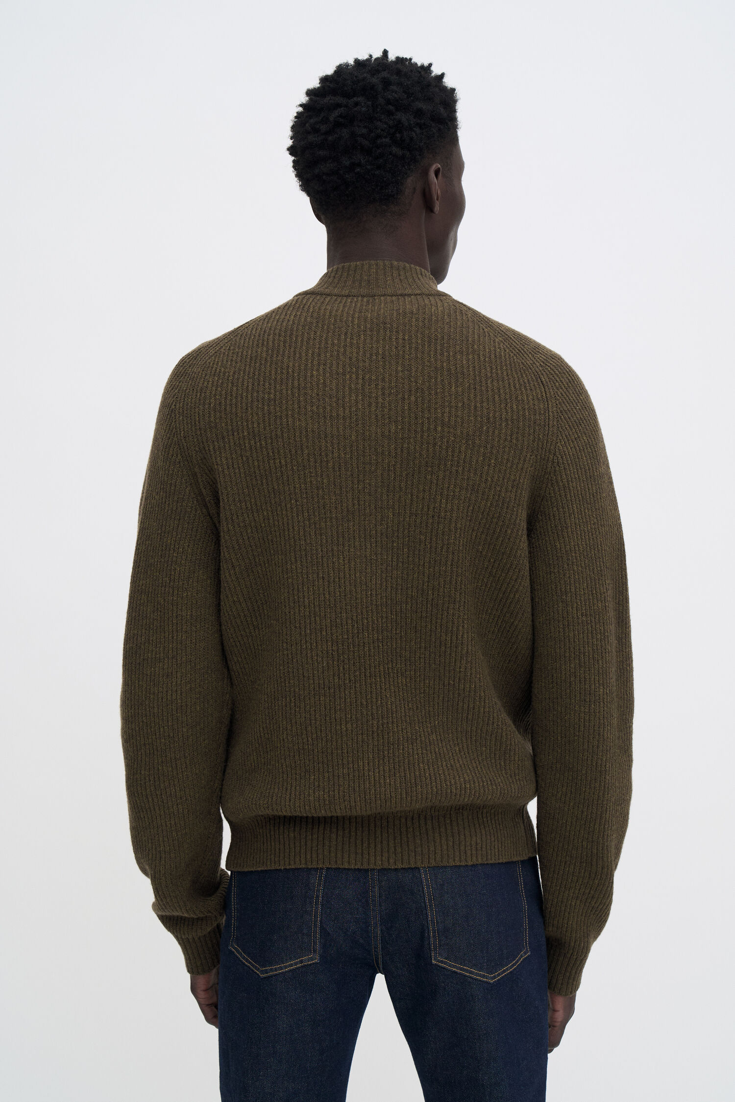 Ribbed Wool Half Zip Sweater