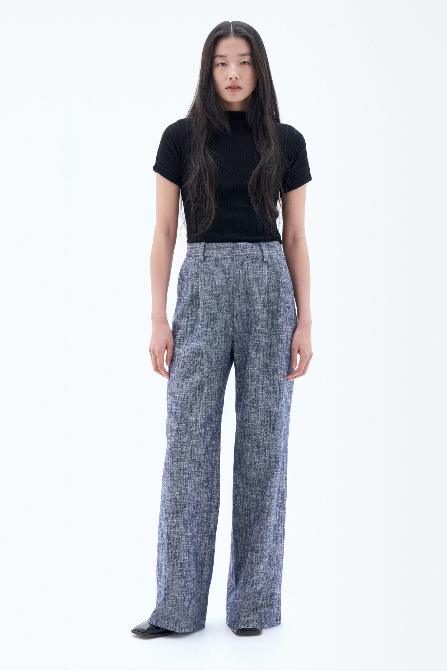 Darcey Textured Trousers - Navy/White | Filippa K