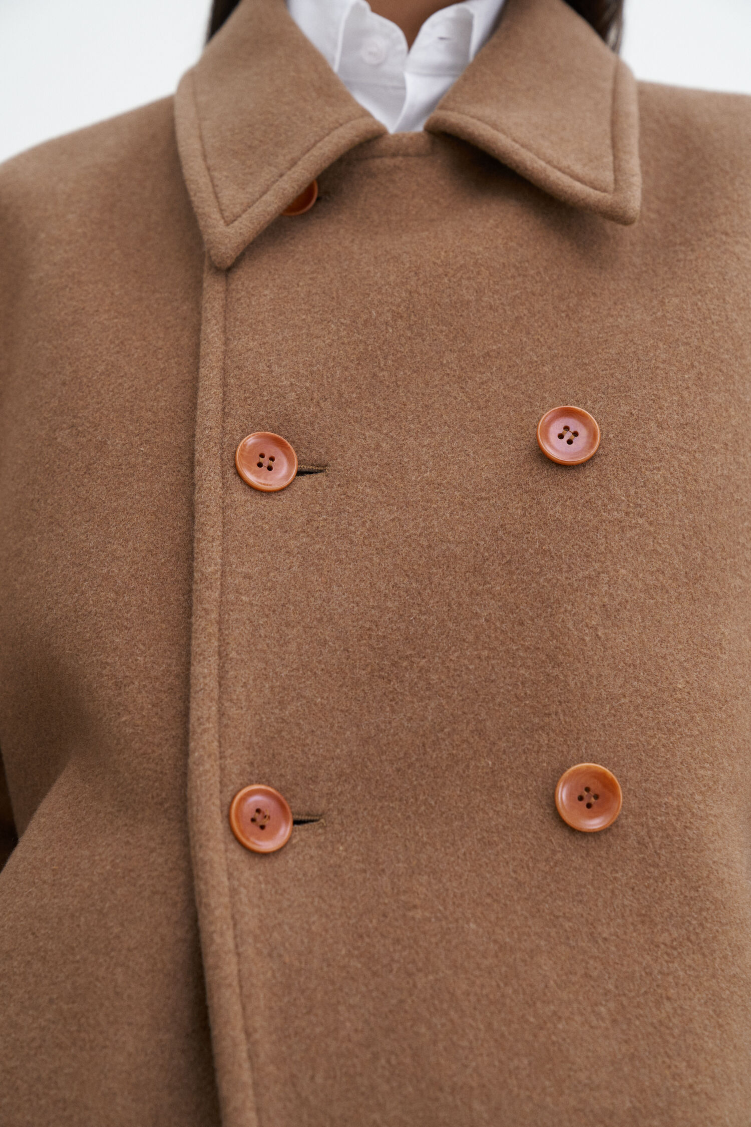 Double Breasted Brushed Wool Coat