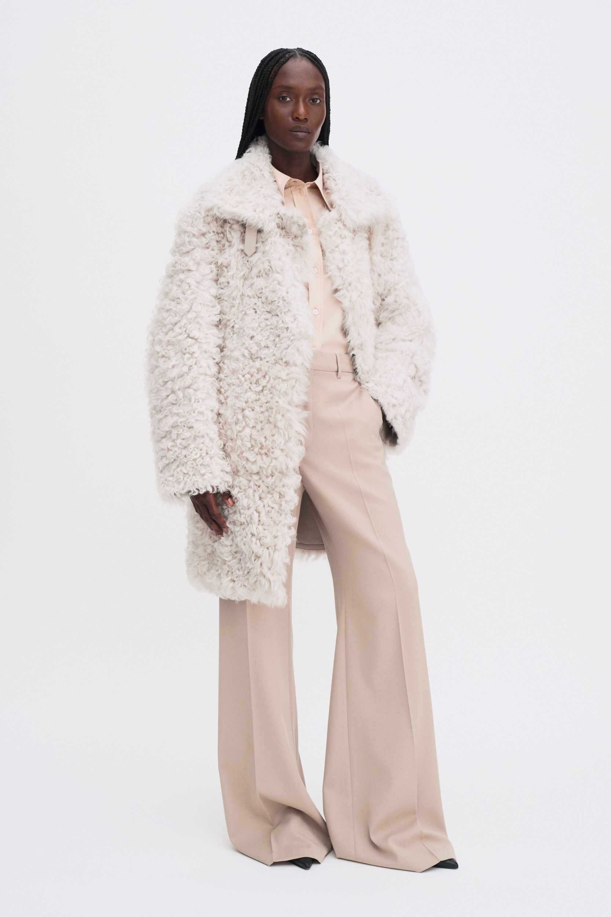 Reversible Shearling Coat - Cream White | FILIPPA K
