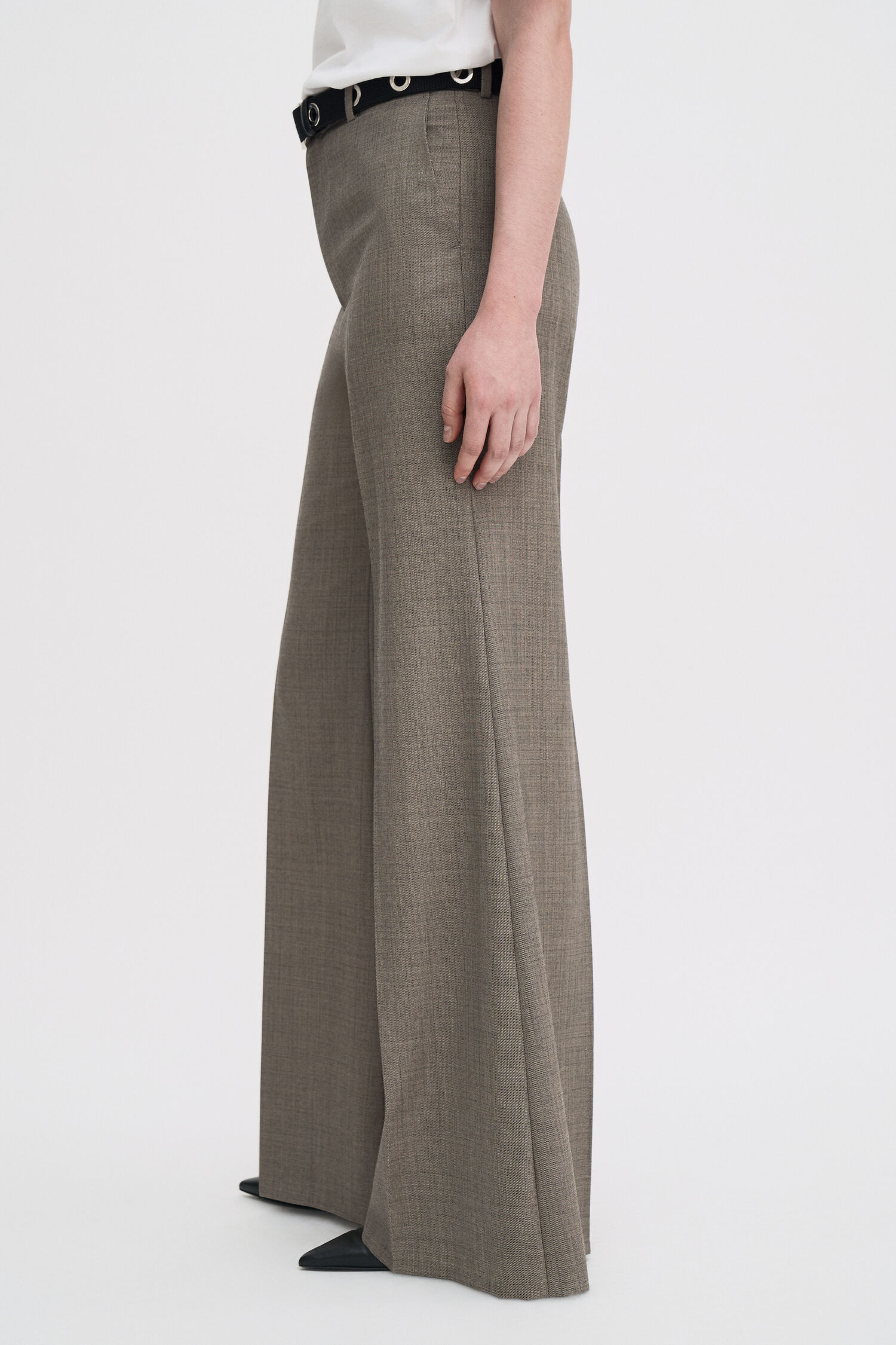 Wool Blend Flare Trousers