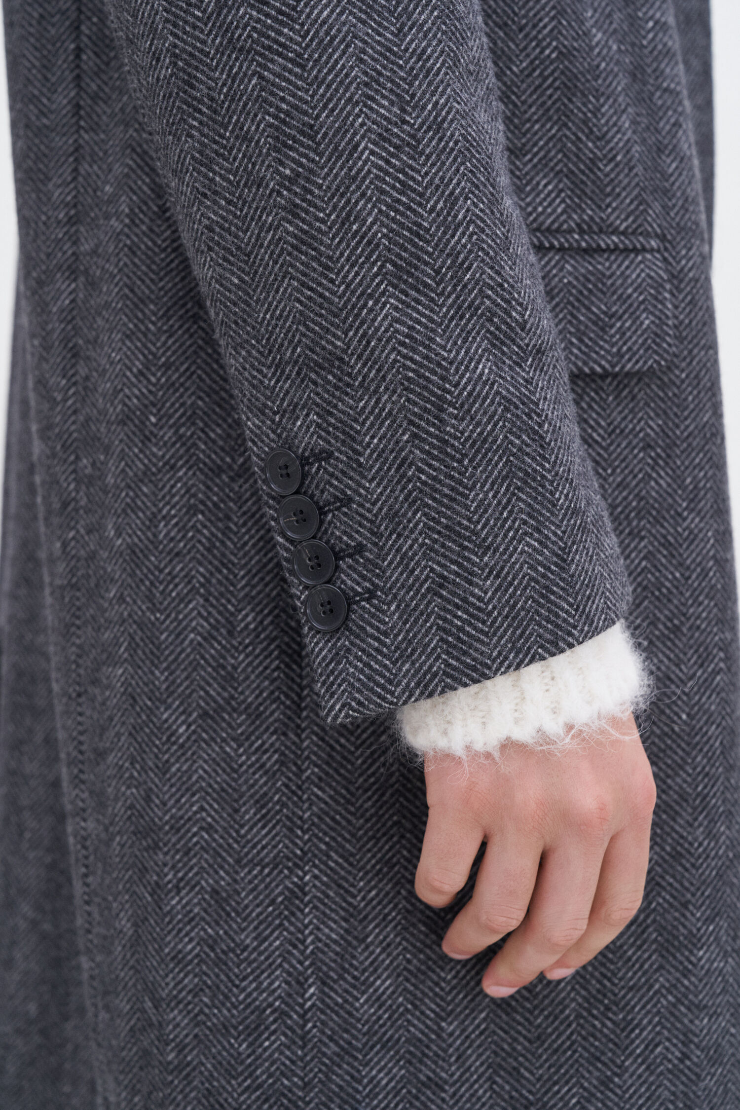 Relaxed Wool Herringbone Coat